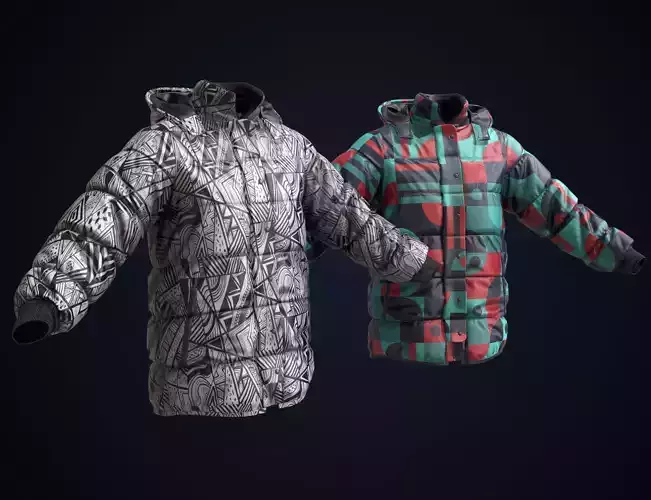 Snowboarding winter jackets 3D Model Collection