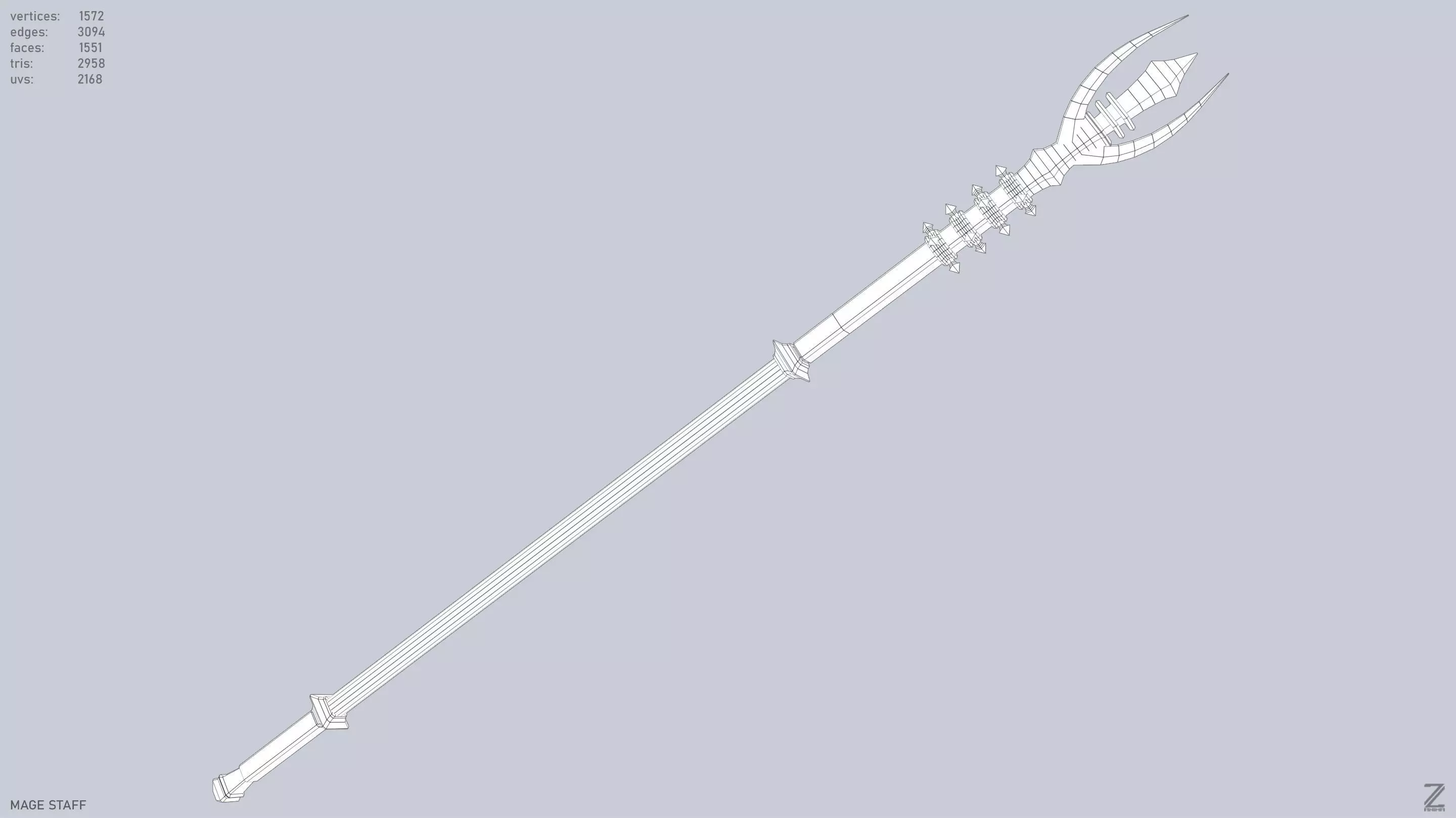 Mage staff Low-poly 3D model_15