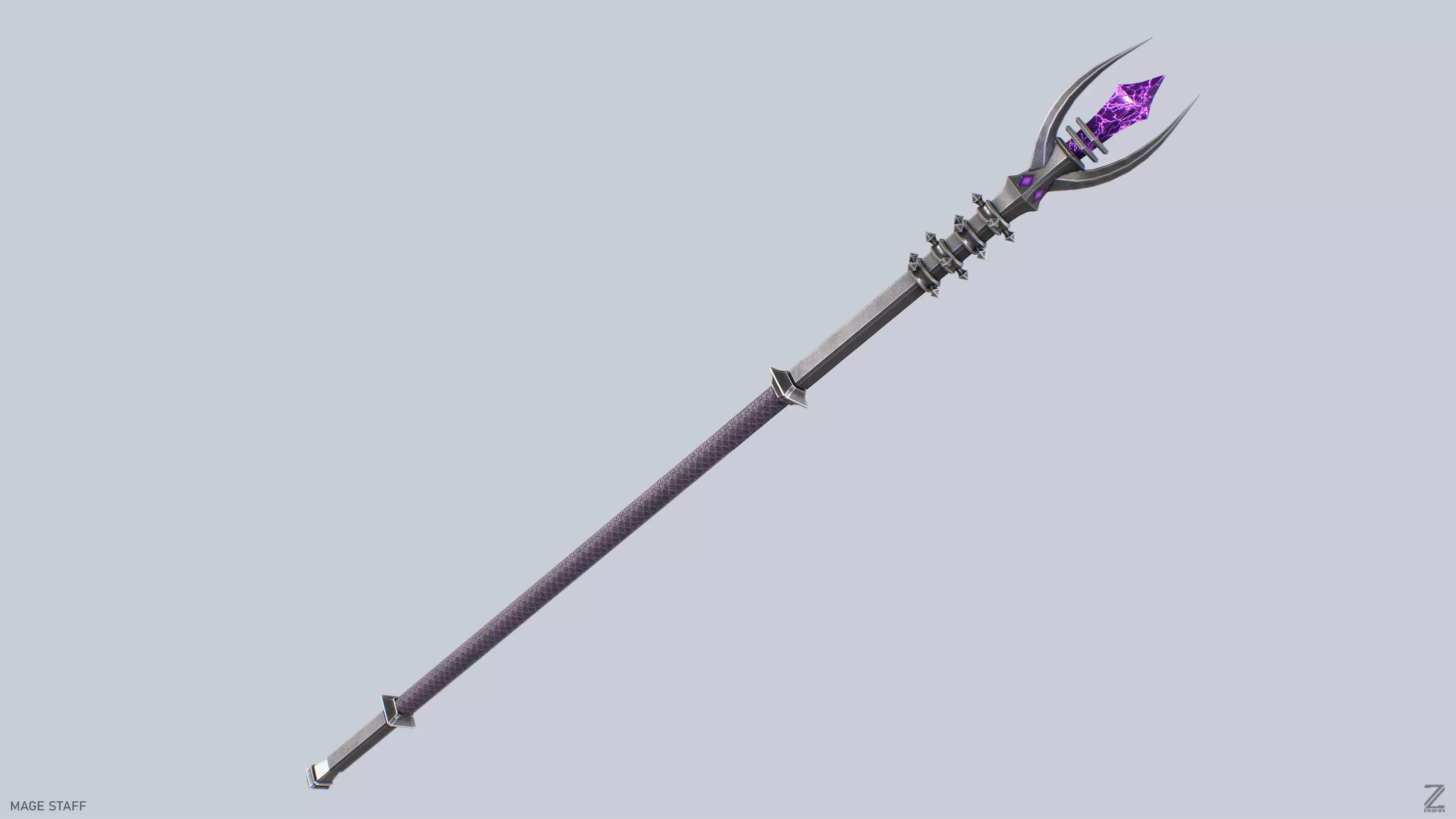 Mage staff Low-poly 3D model_5