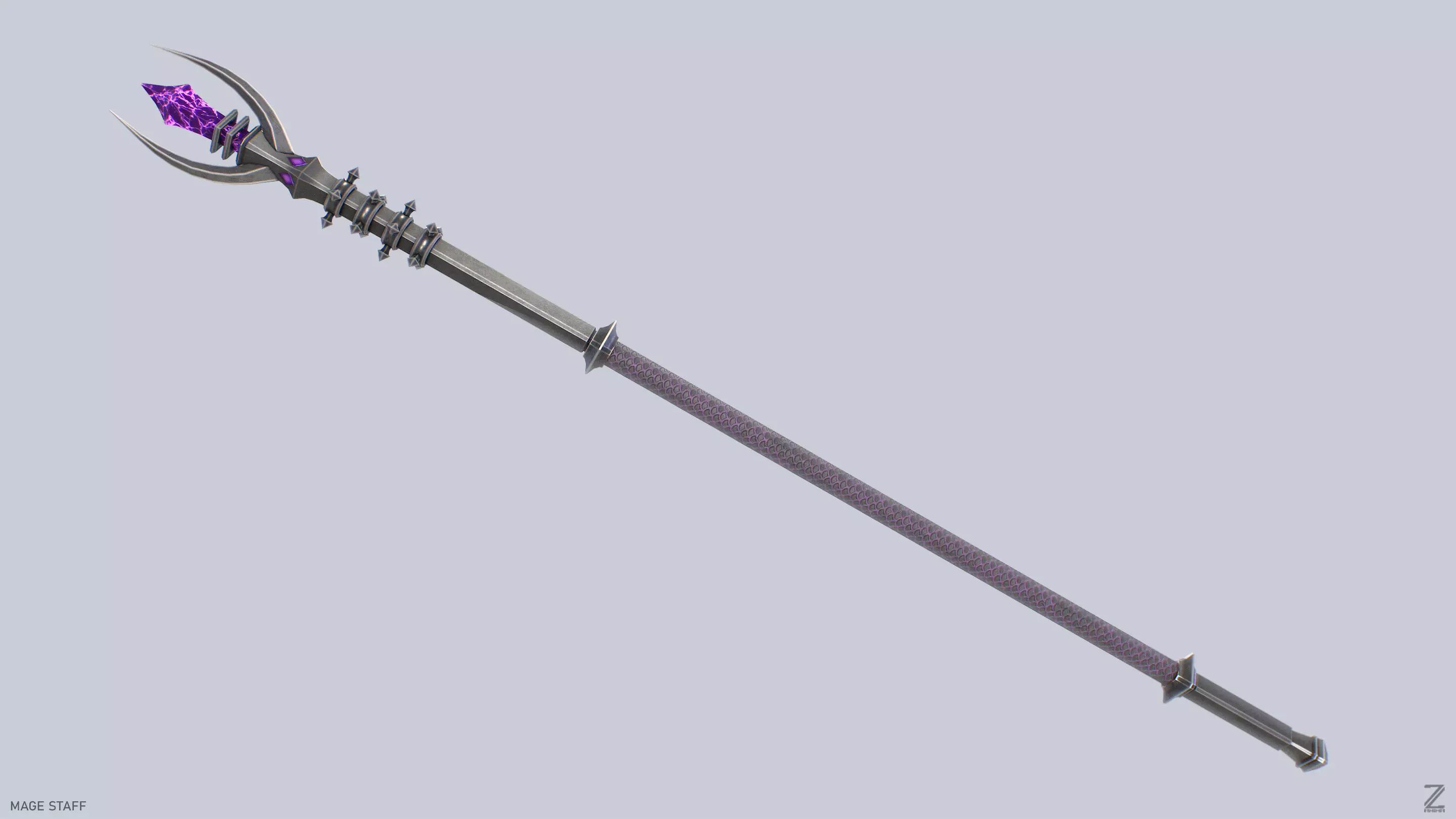 Mage staff Low-poly 3D model_0