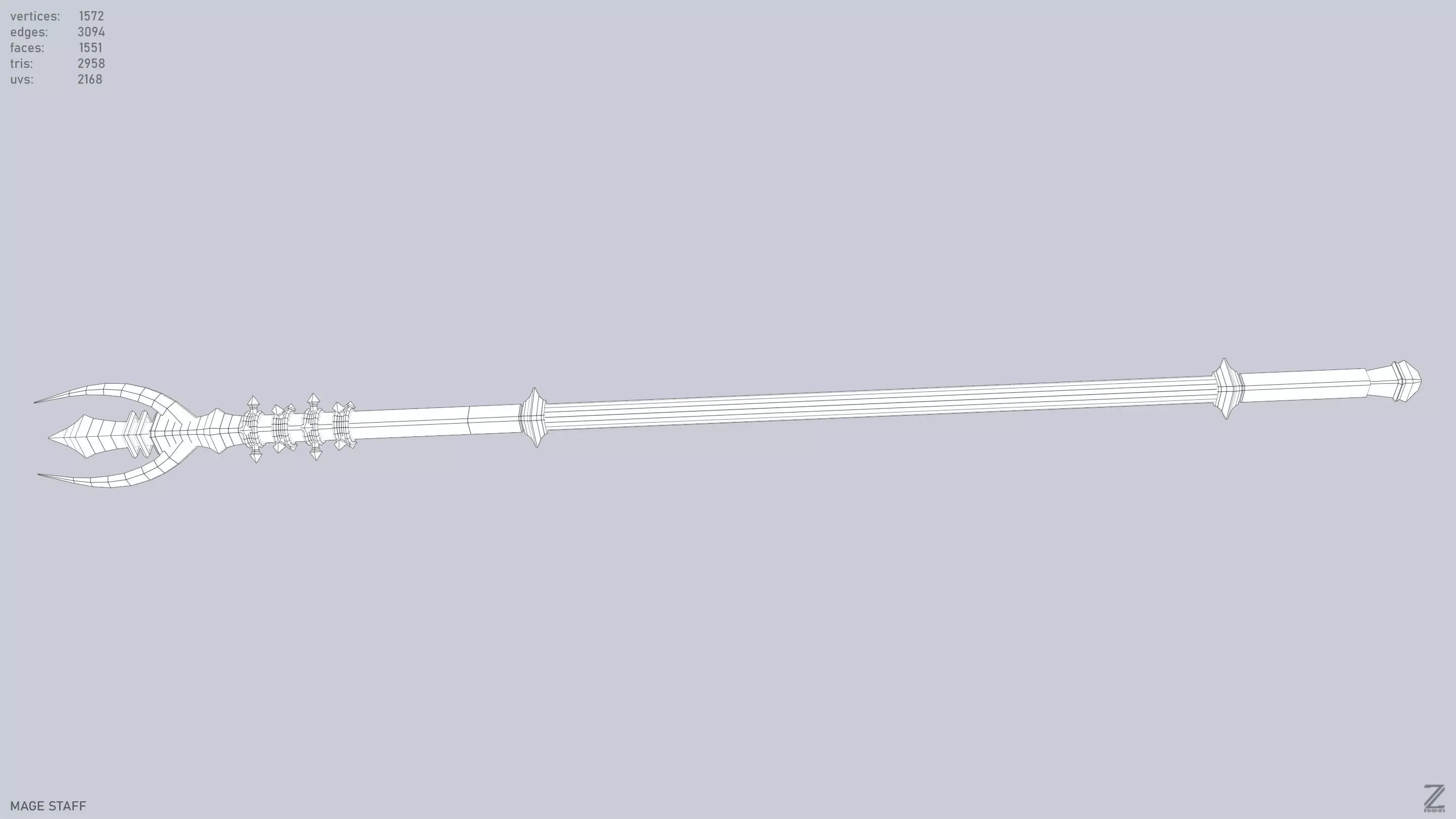 Mage staff Low-poly 3D model_11