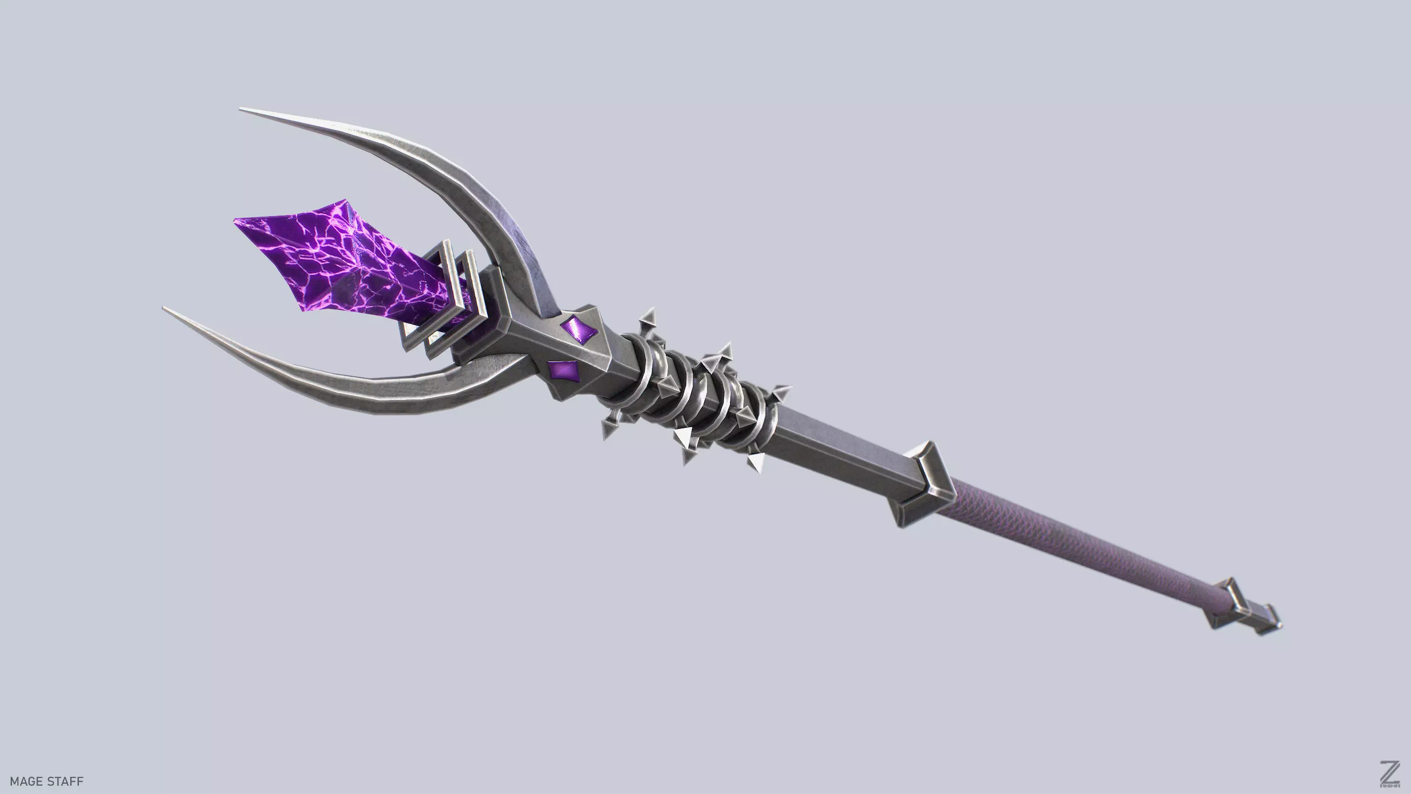 Mage staff Low-poly 3D model_2
