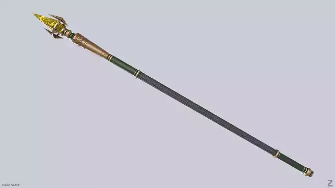 Mage staff Low-poly 3D model