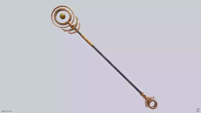 Mage staff Low-poly 3D model