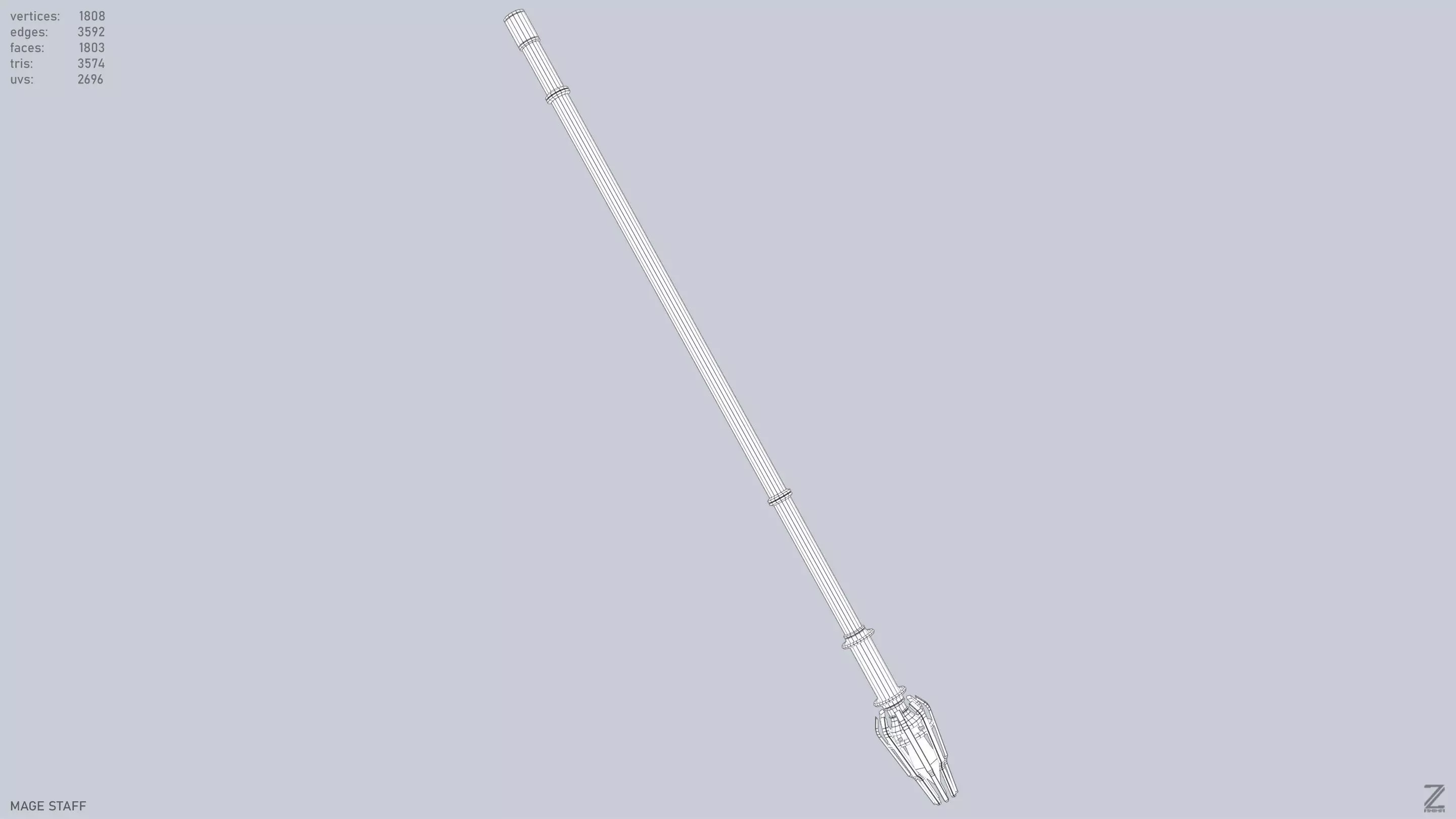 Mage staff  Low-poly 3D model_12