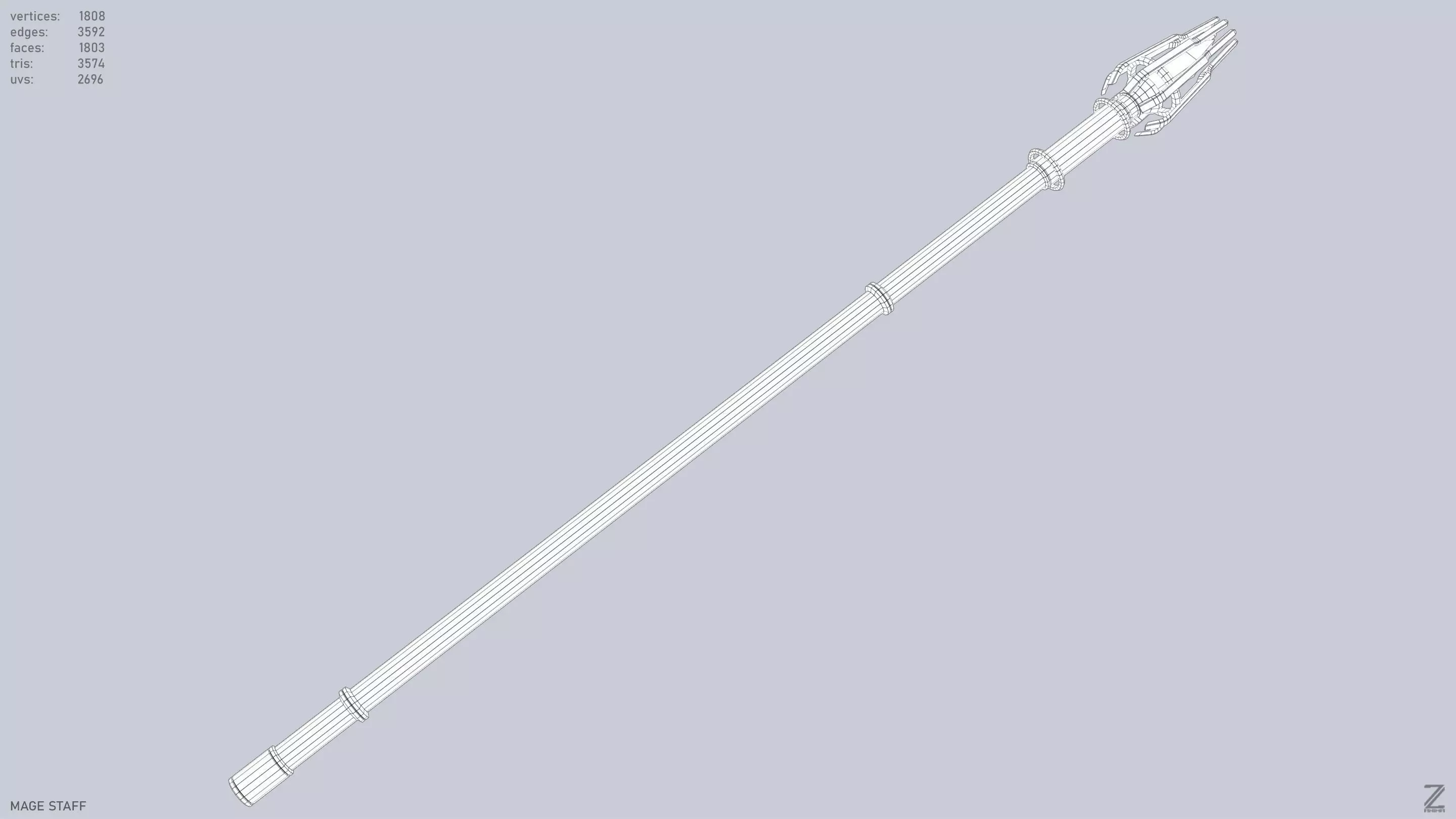 Mage staff  Low-poly 3D model_15