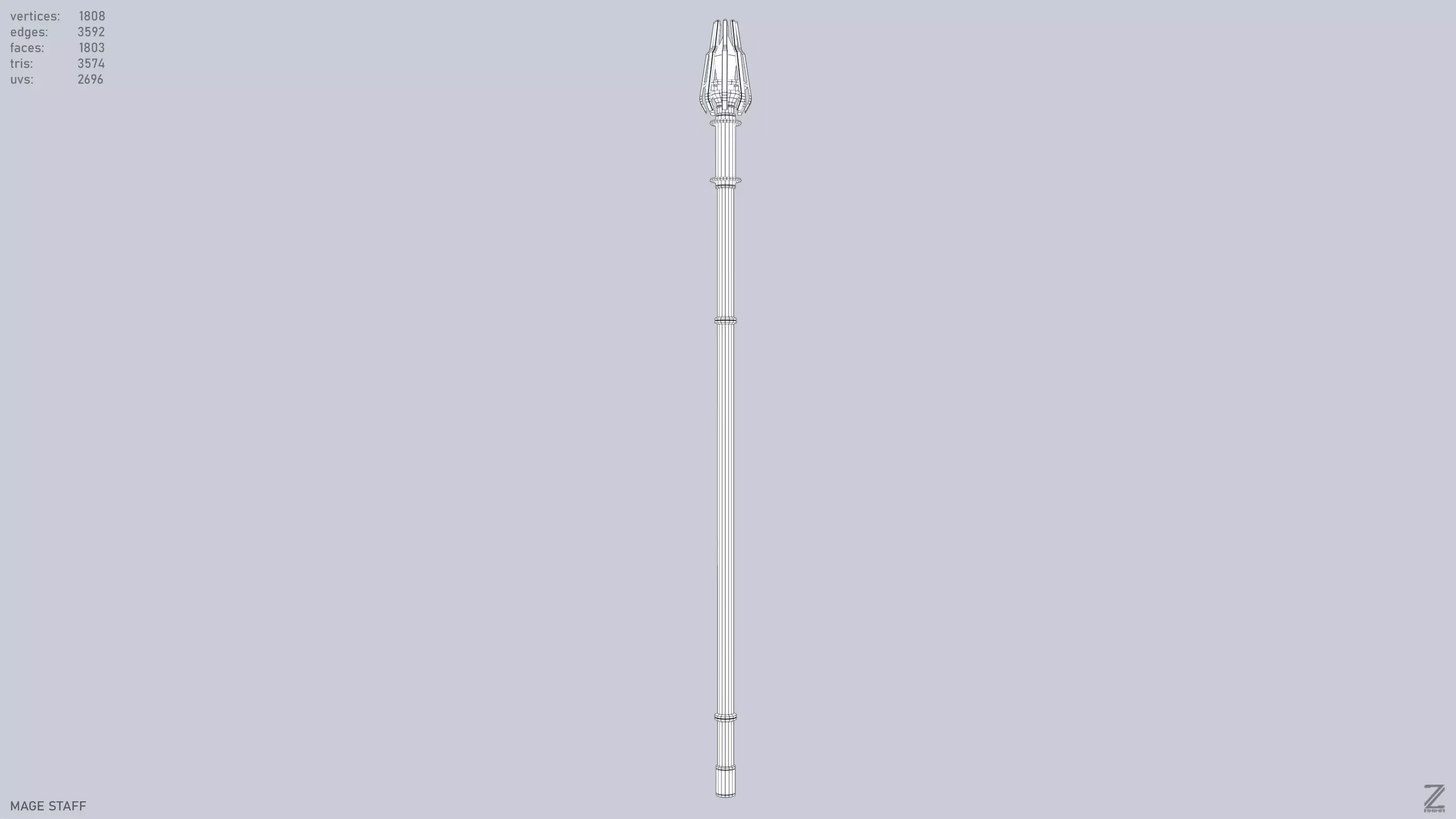 Mage staff  Low-poly 3D model_9