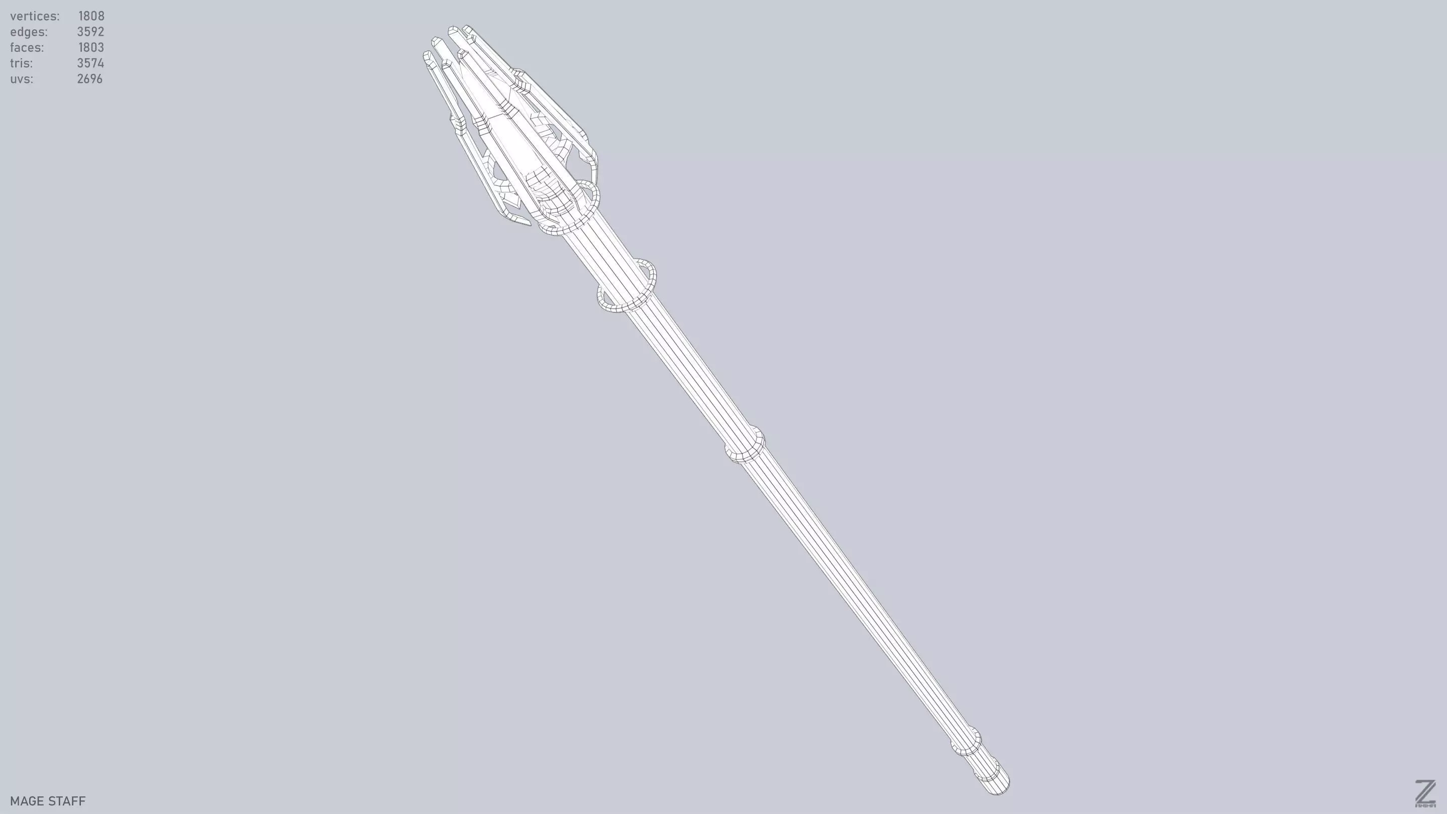 Mage staff  Low-poly 3D model_14