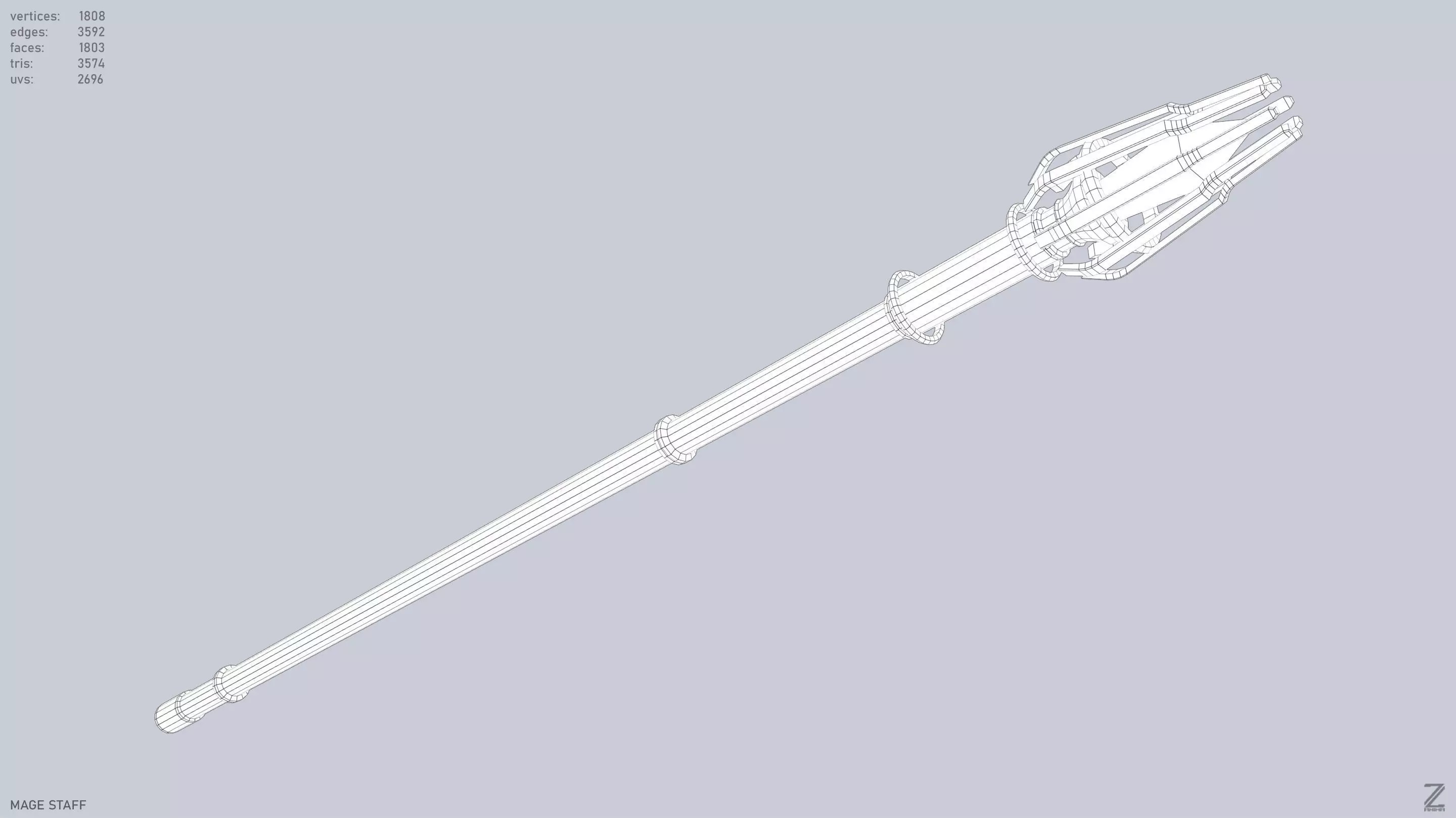 Mage staff  Low-poly 3D model_13