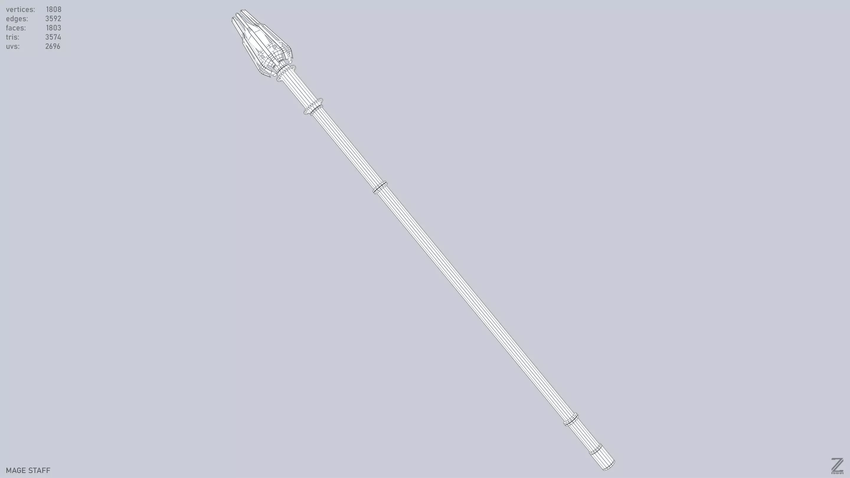 Mage staff  Low-poly 3D model_10