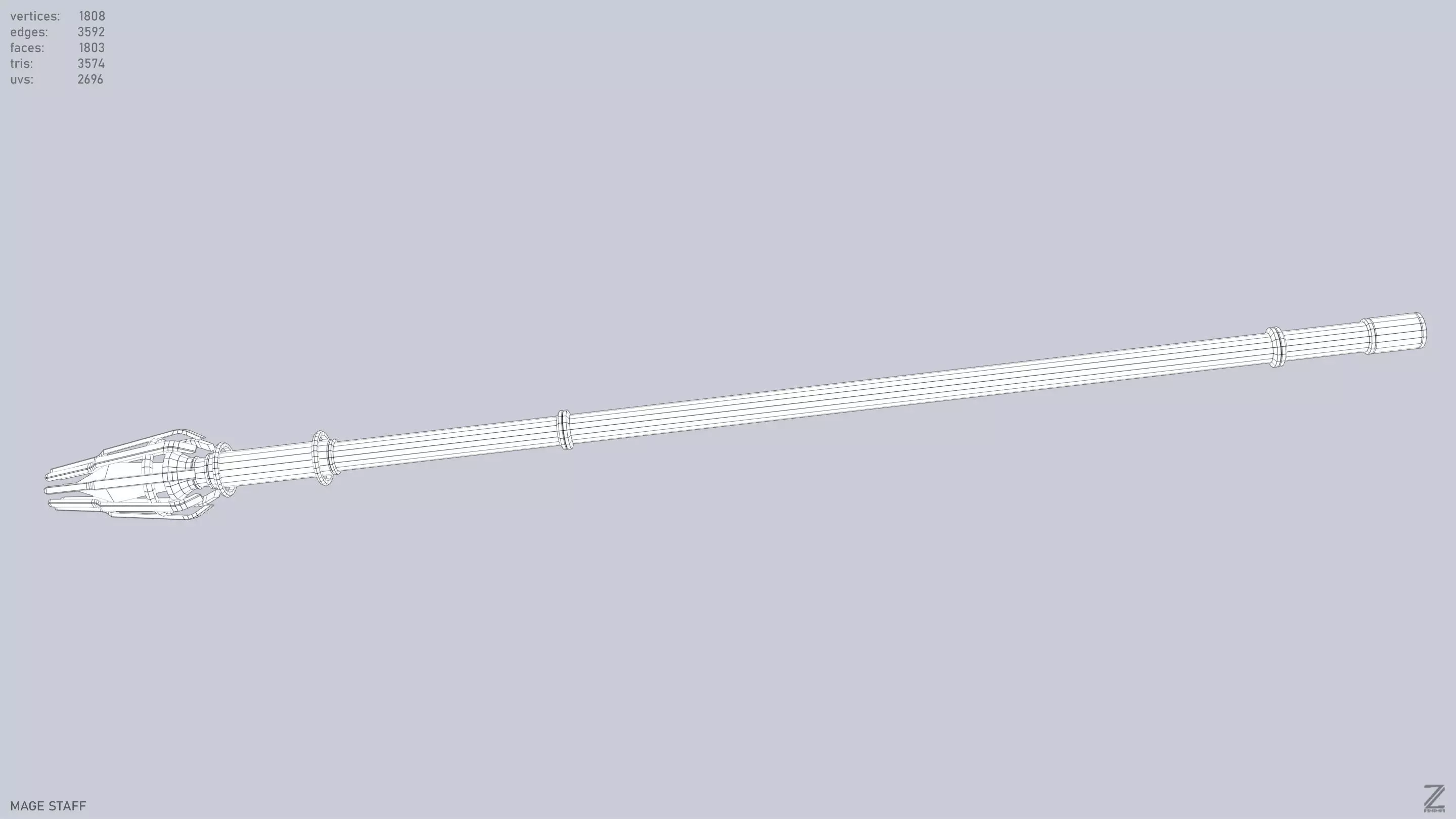 Mage staff  Low-poly 3D model_11
