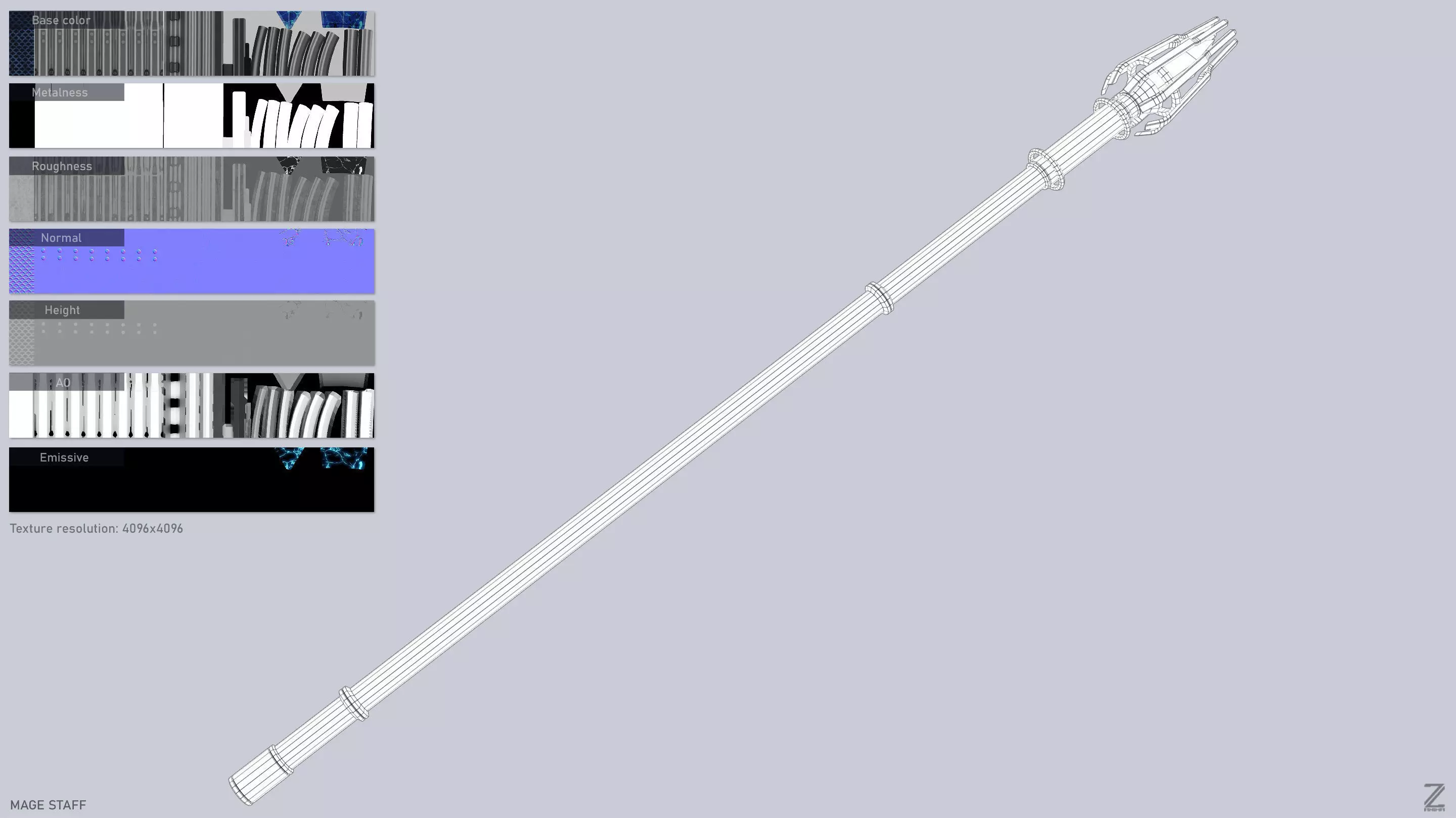 Mage staff  Low-poly 3D model_3