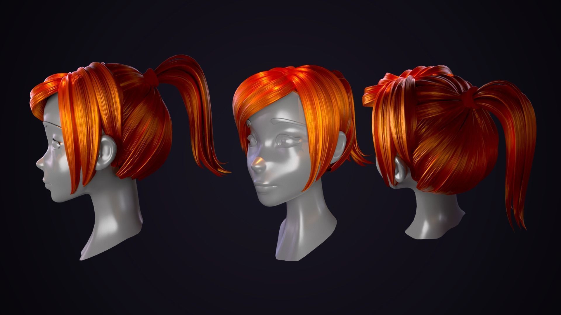 Hair Pack 10 Models Low-poly 3D model_4