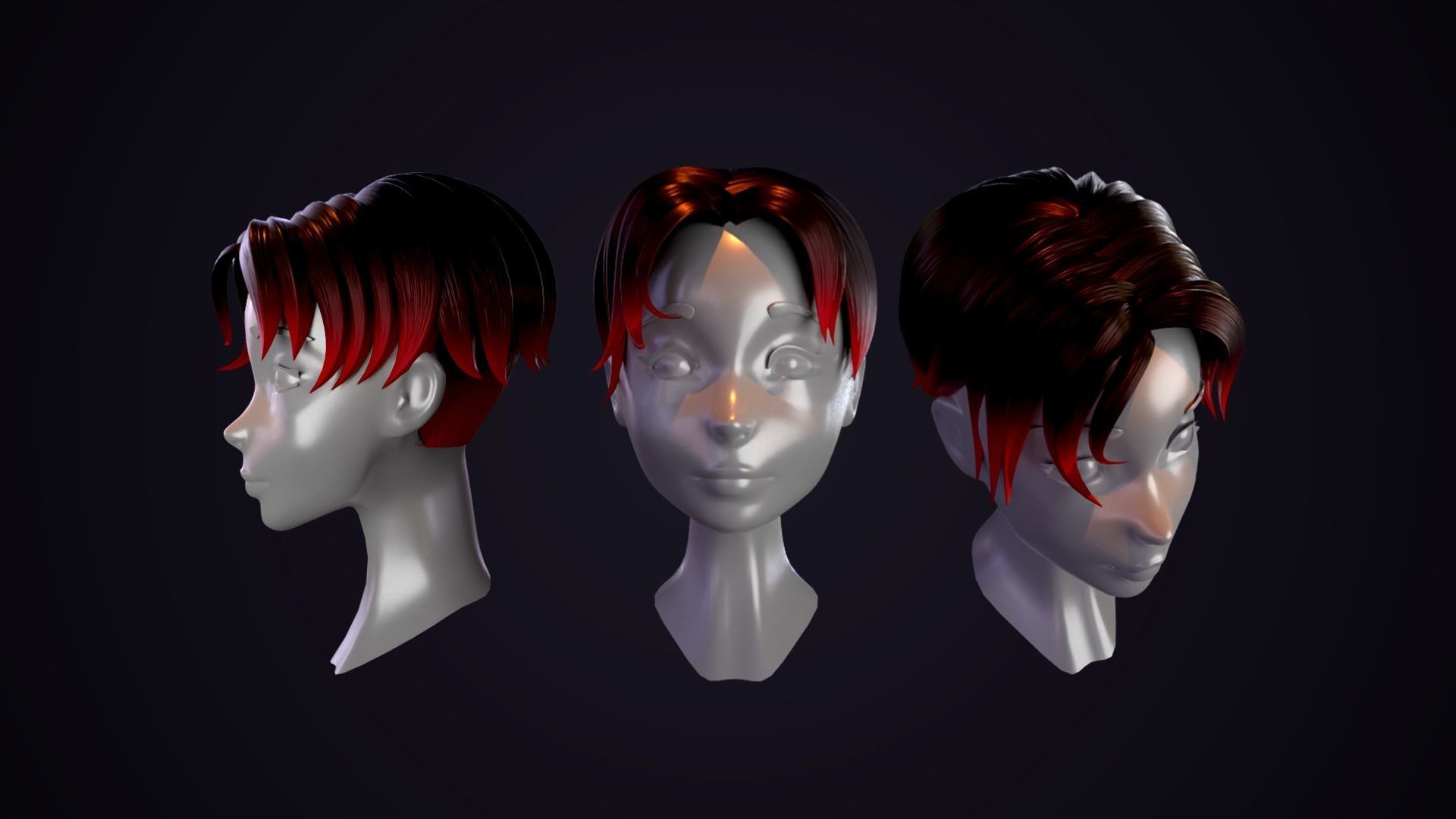 Hair Pack 10 Models Low-poly 3D model_9
