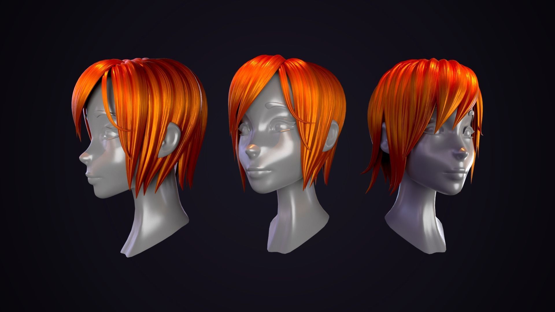 Hair Pack 10 Models Low-poly 3D model_12
