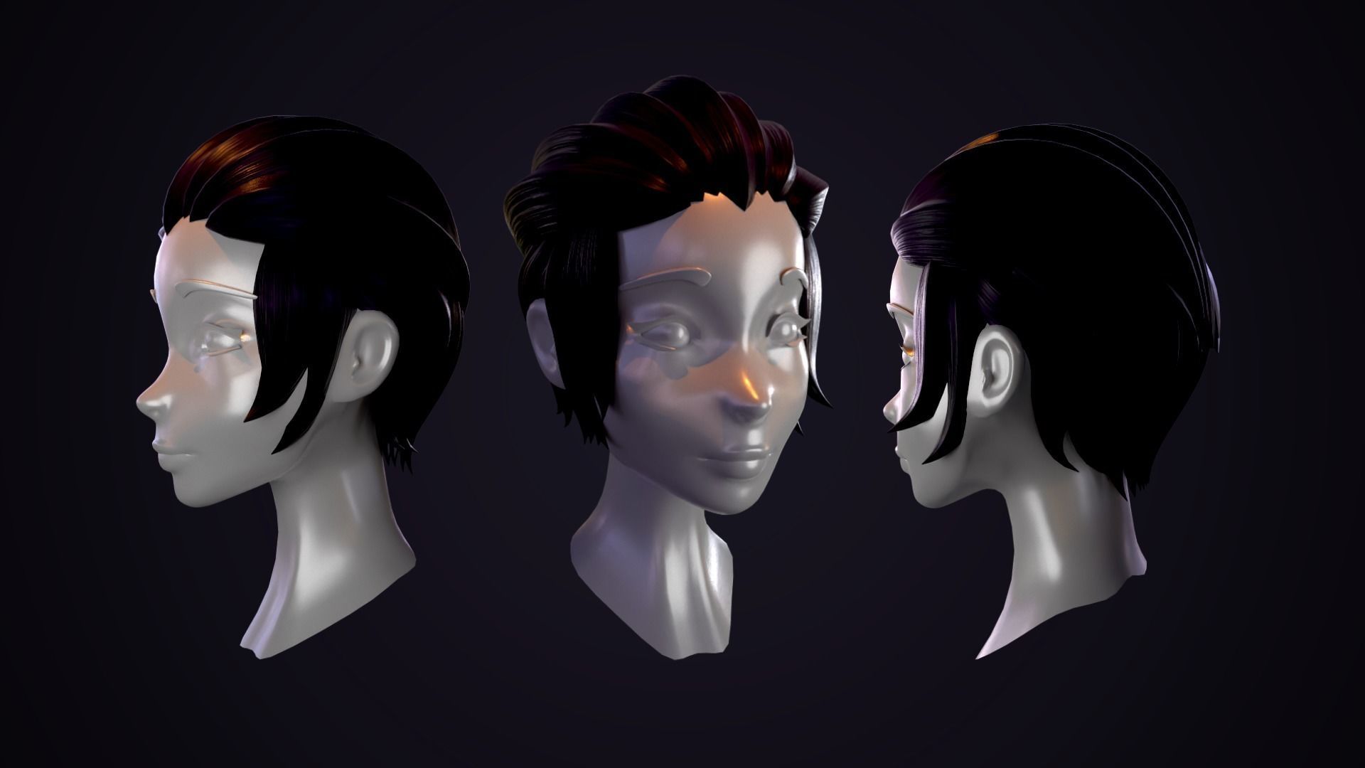 Hair Pack 10 Models Low-poly 3D model_11