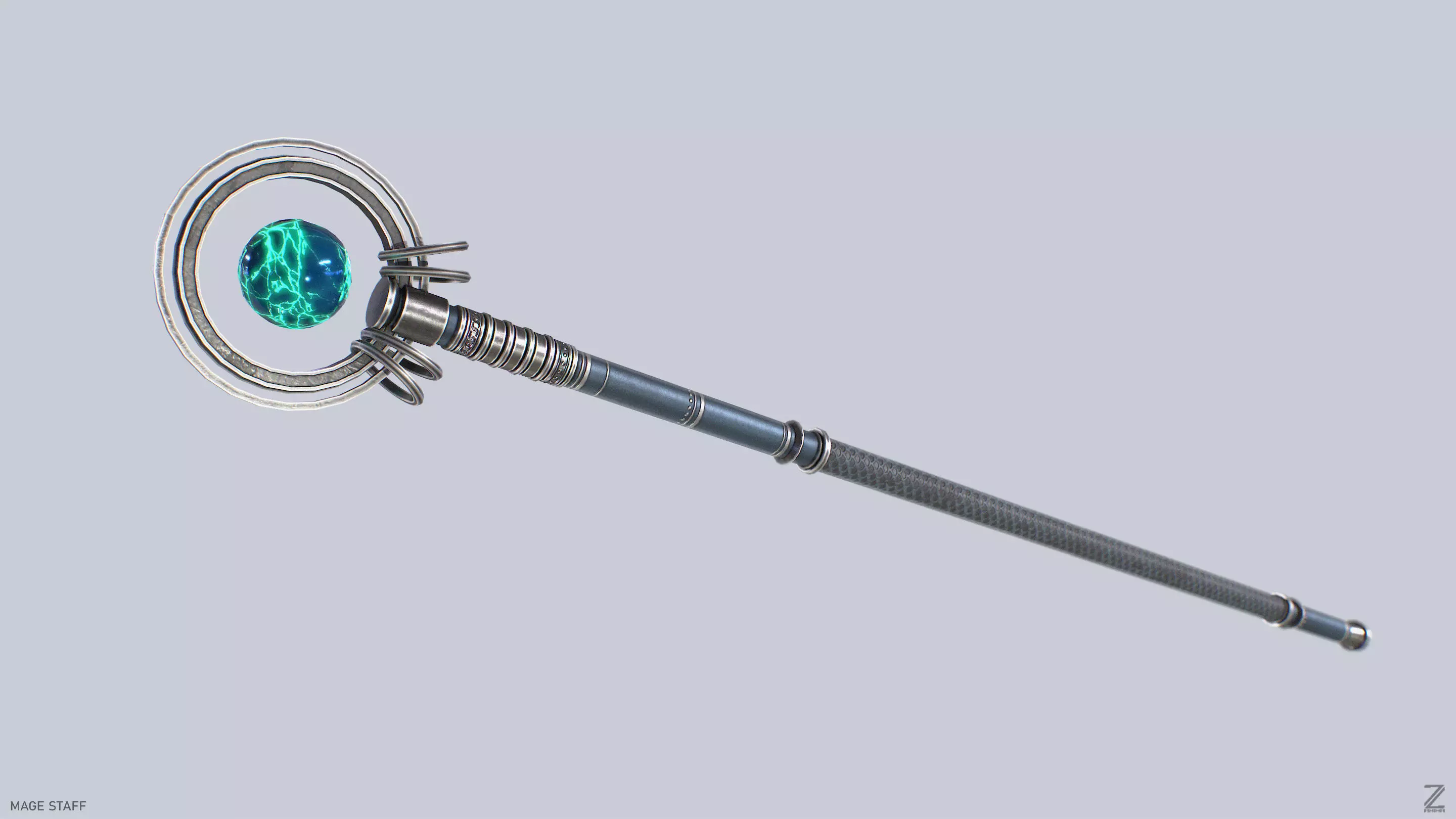 Mage staff Low-poly 3D model_2
