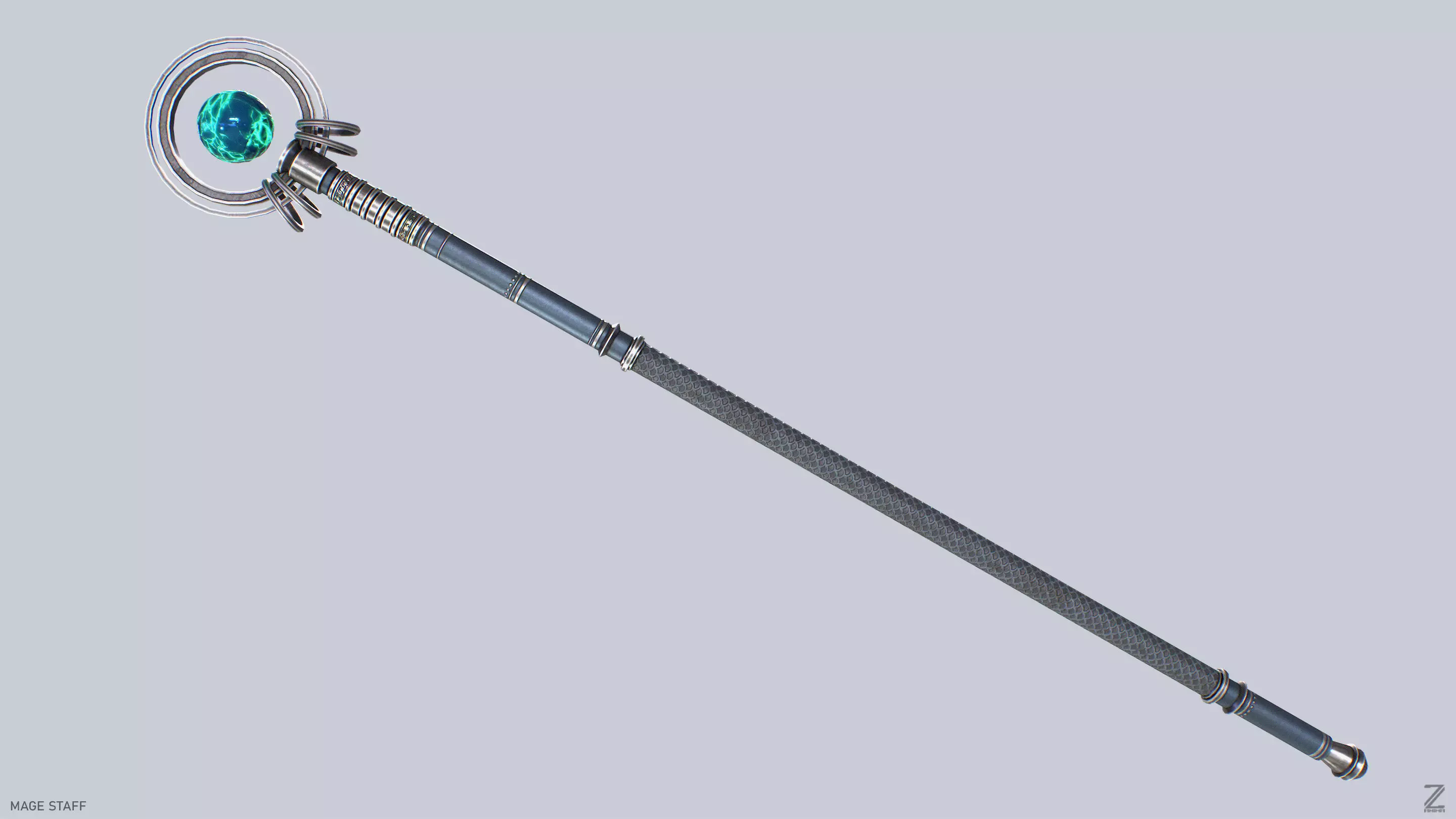 Mage staff Low-poly 3D model_0
