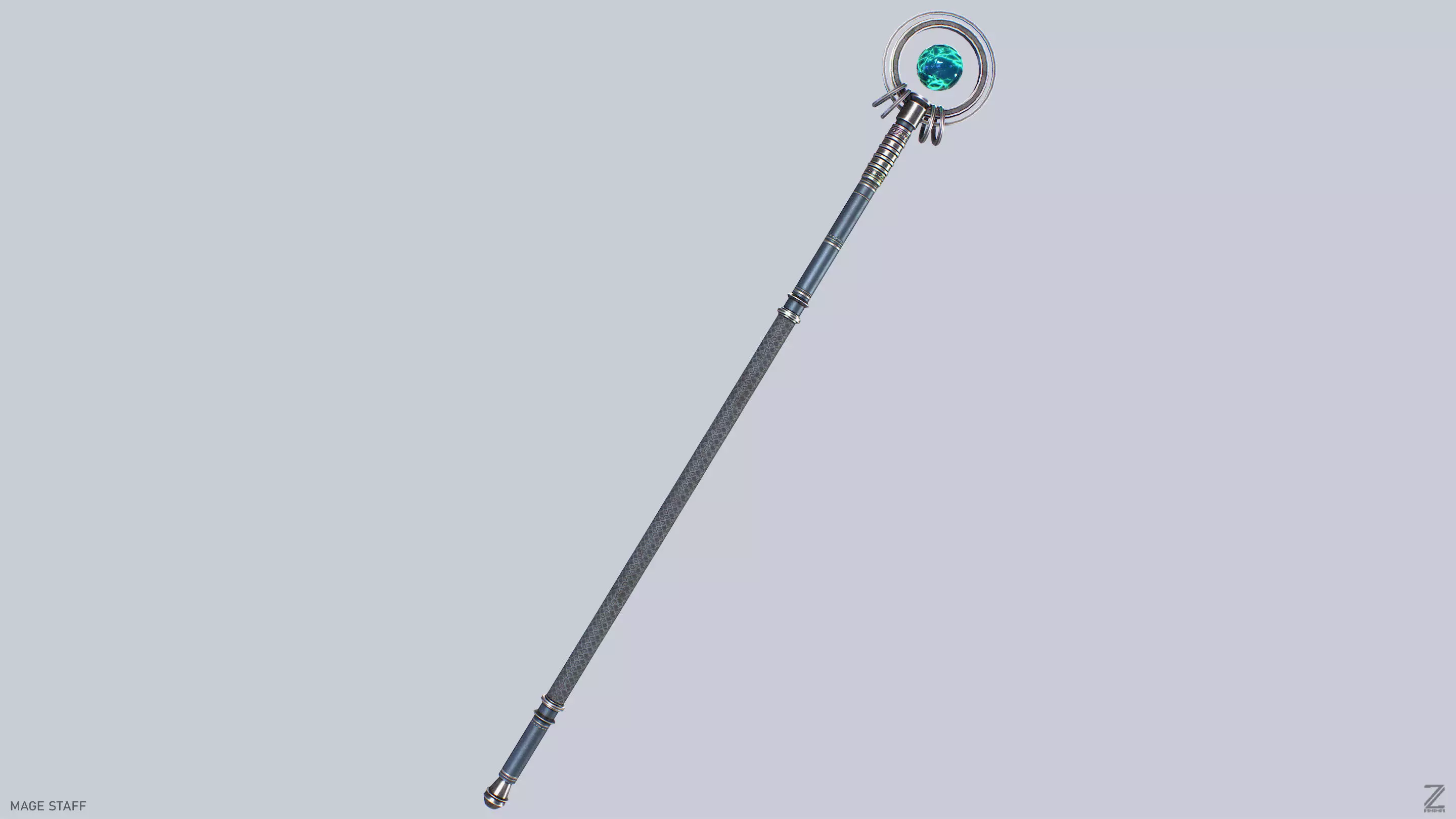 Mage staff Low-poly 3D model_5