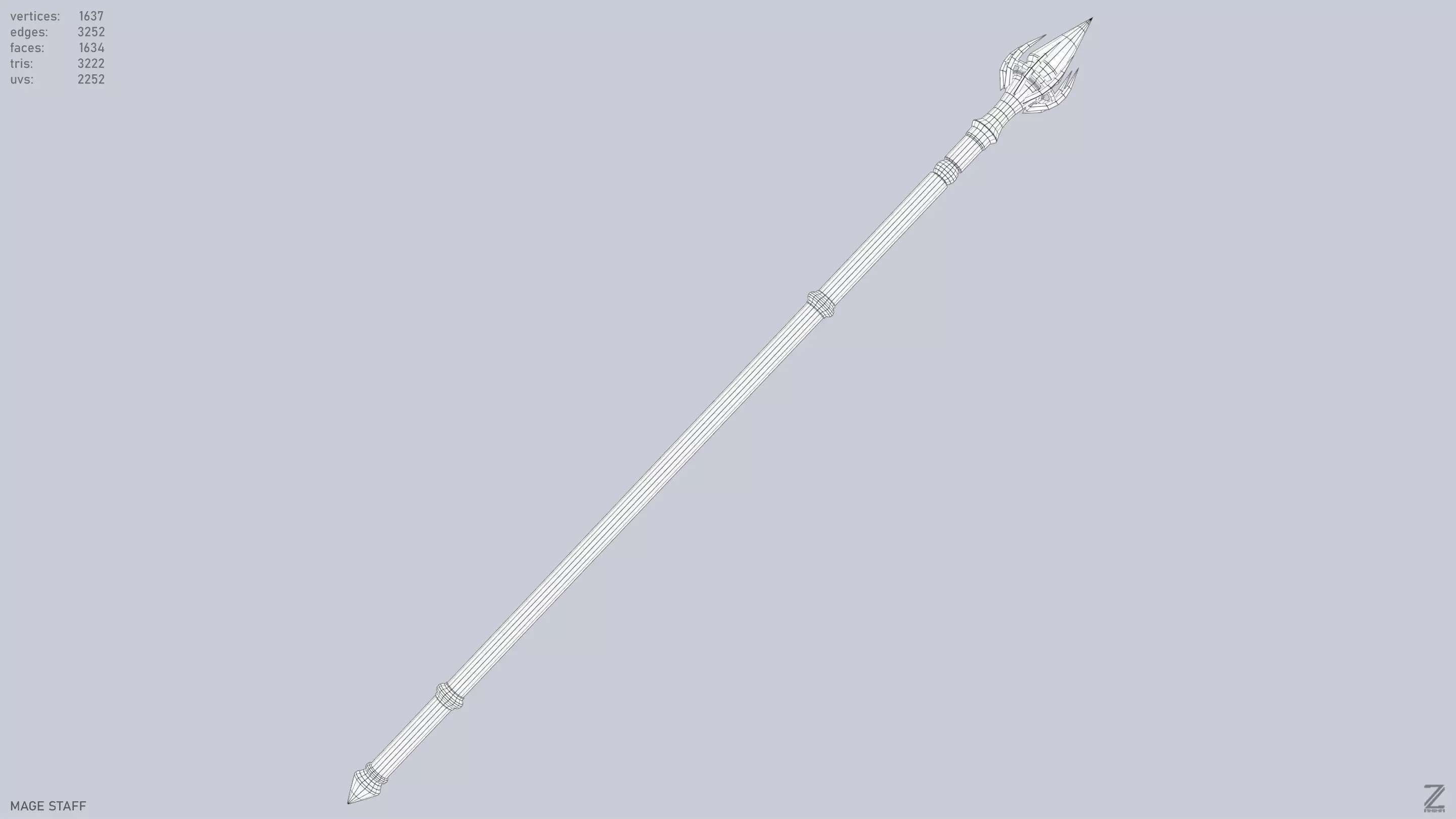 Mage staff  Low-poly 3D model_15
