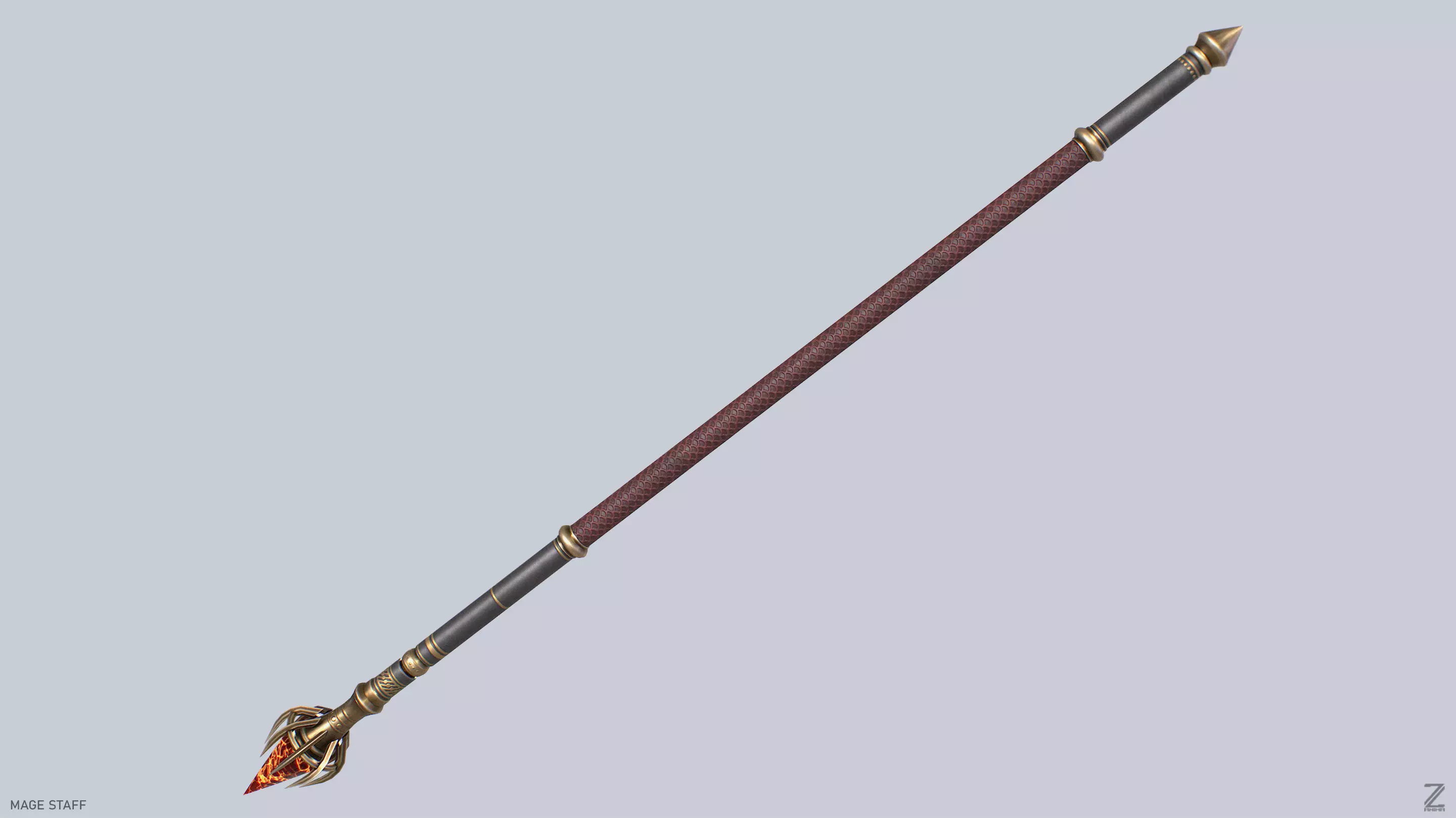 Mage staff  Low-poly 3D model_5