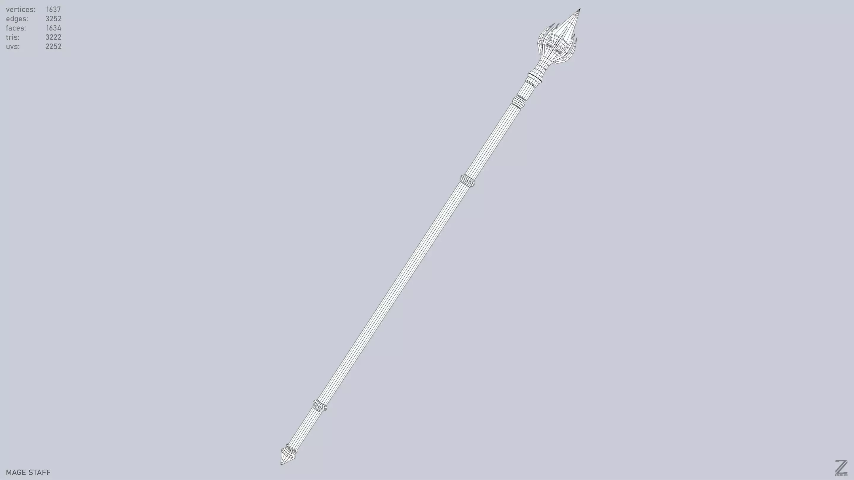 Mage staff  Low-poly 3D model_12