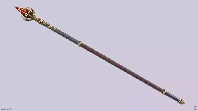 Mage staff  Low-poly 3D model Mage staff  Low-poly 3D model