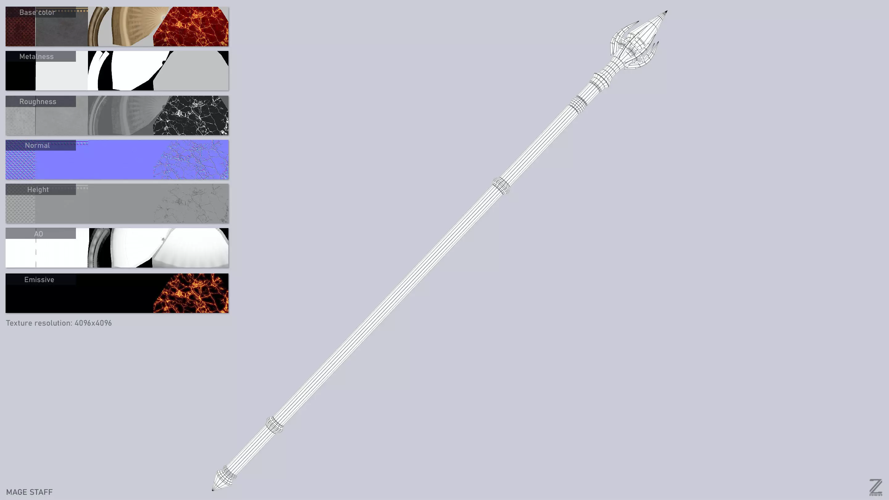 Mage staff  Low-poly 3D model_3