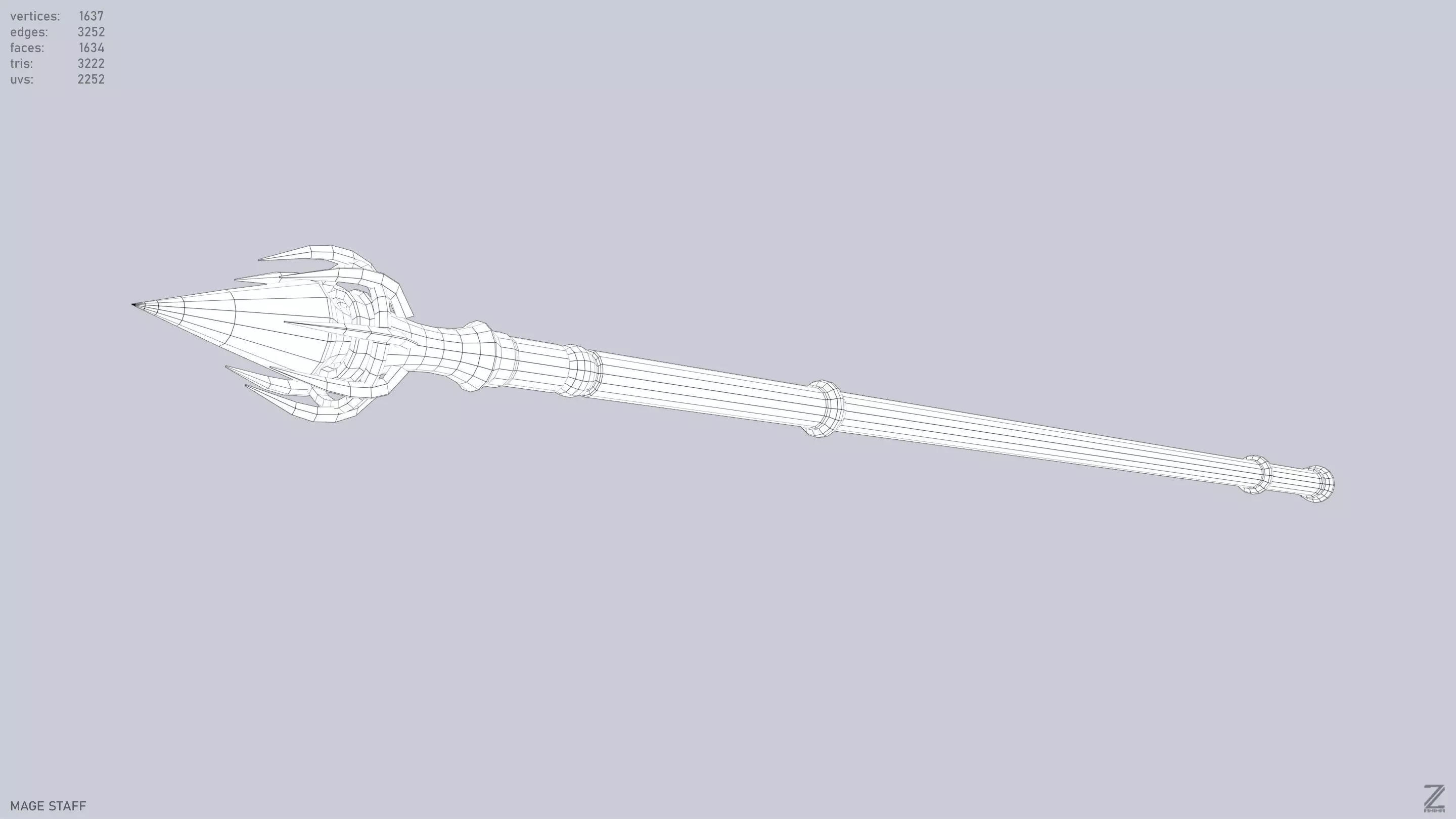 Mage staff  Low-poly 3D model_13