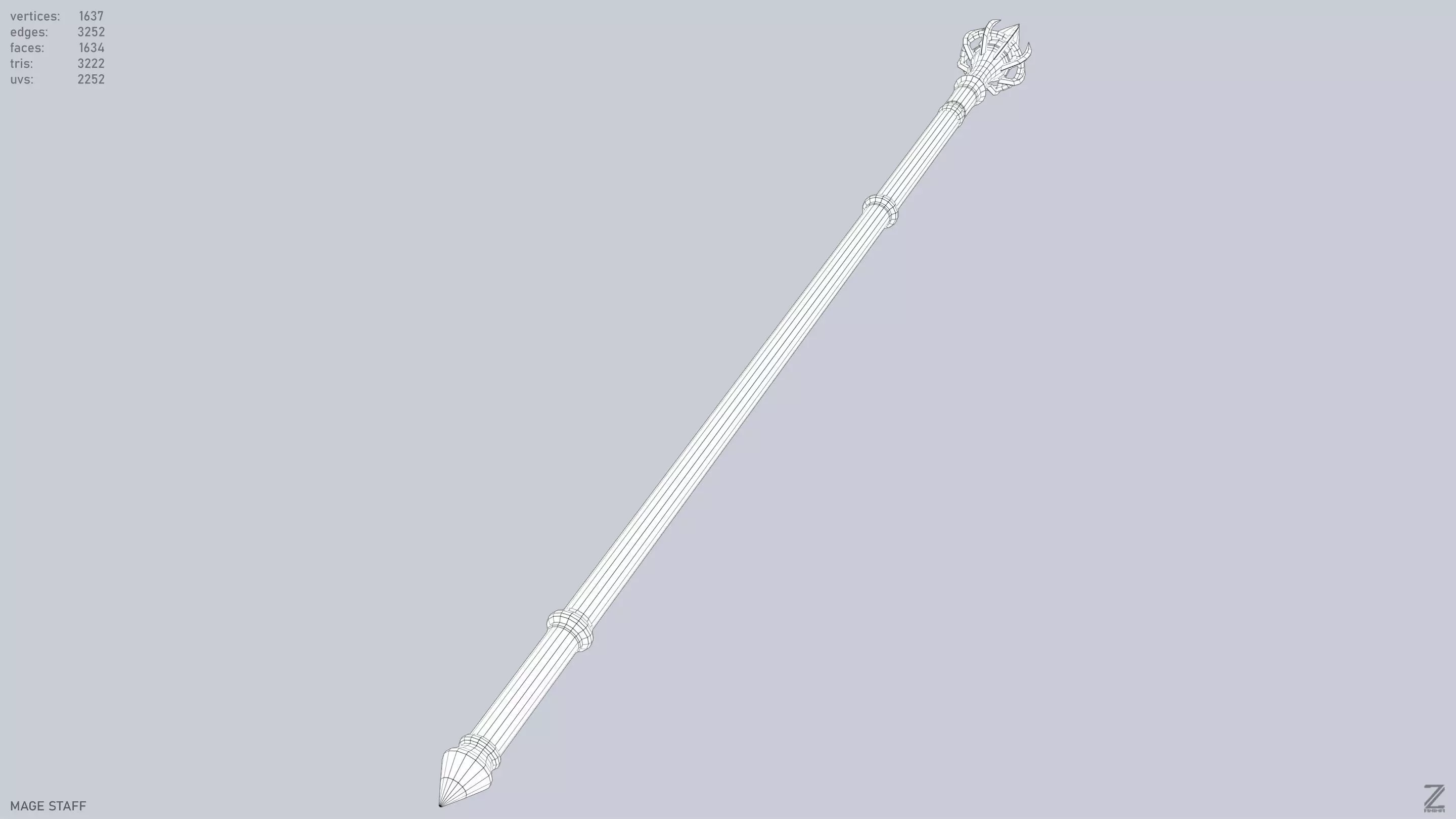 Mage staff  Low-poly 3D model_14