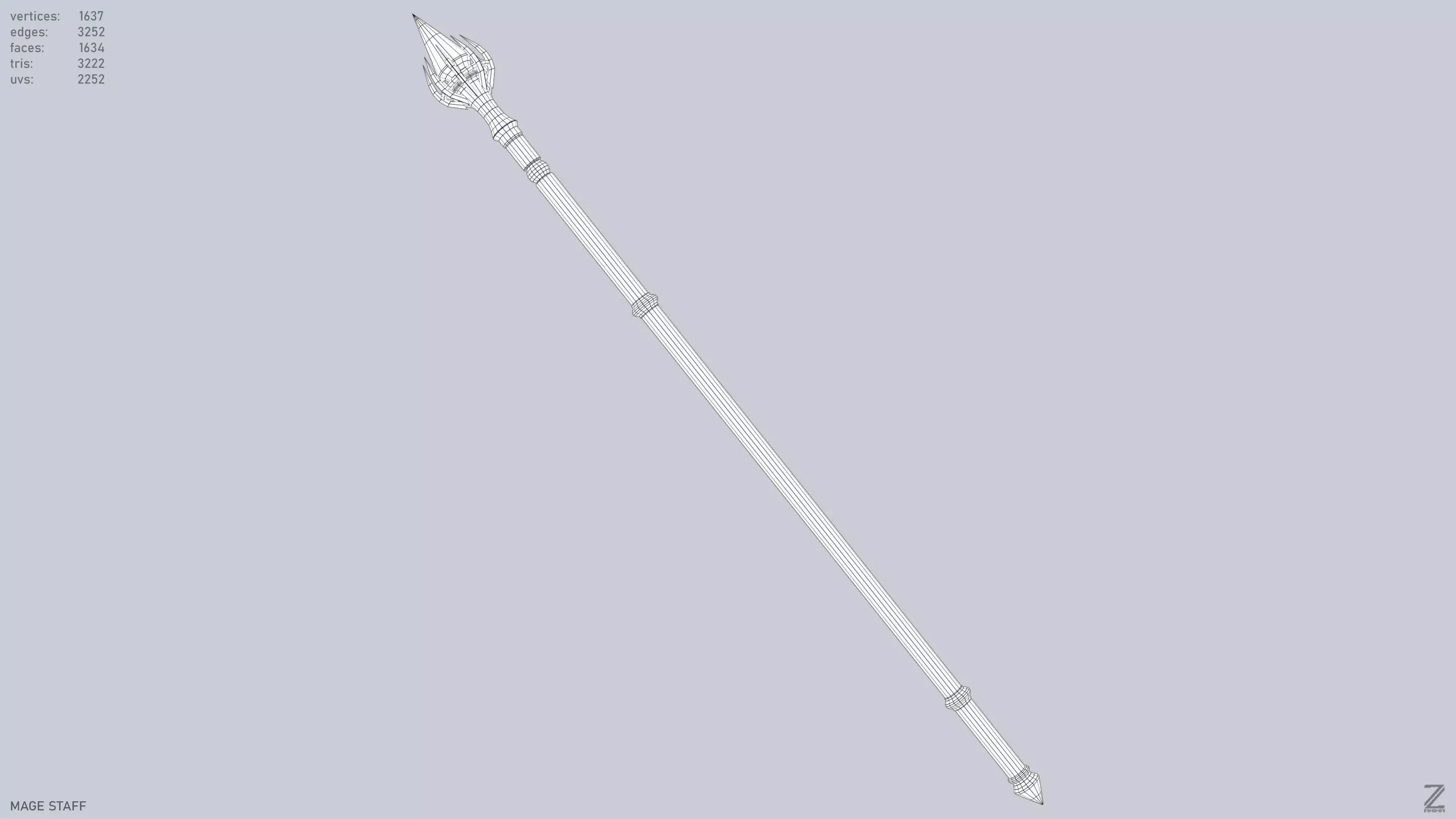 Mage staff  Low-poly 3D model_10