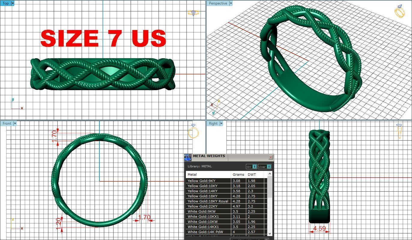 Braid ring 3D print model_8