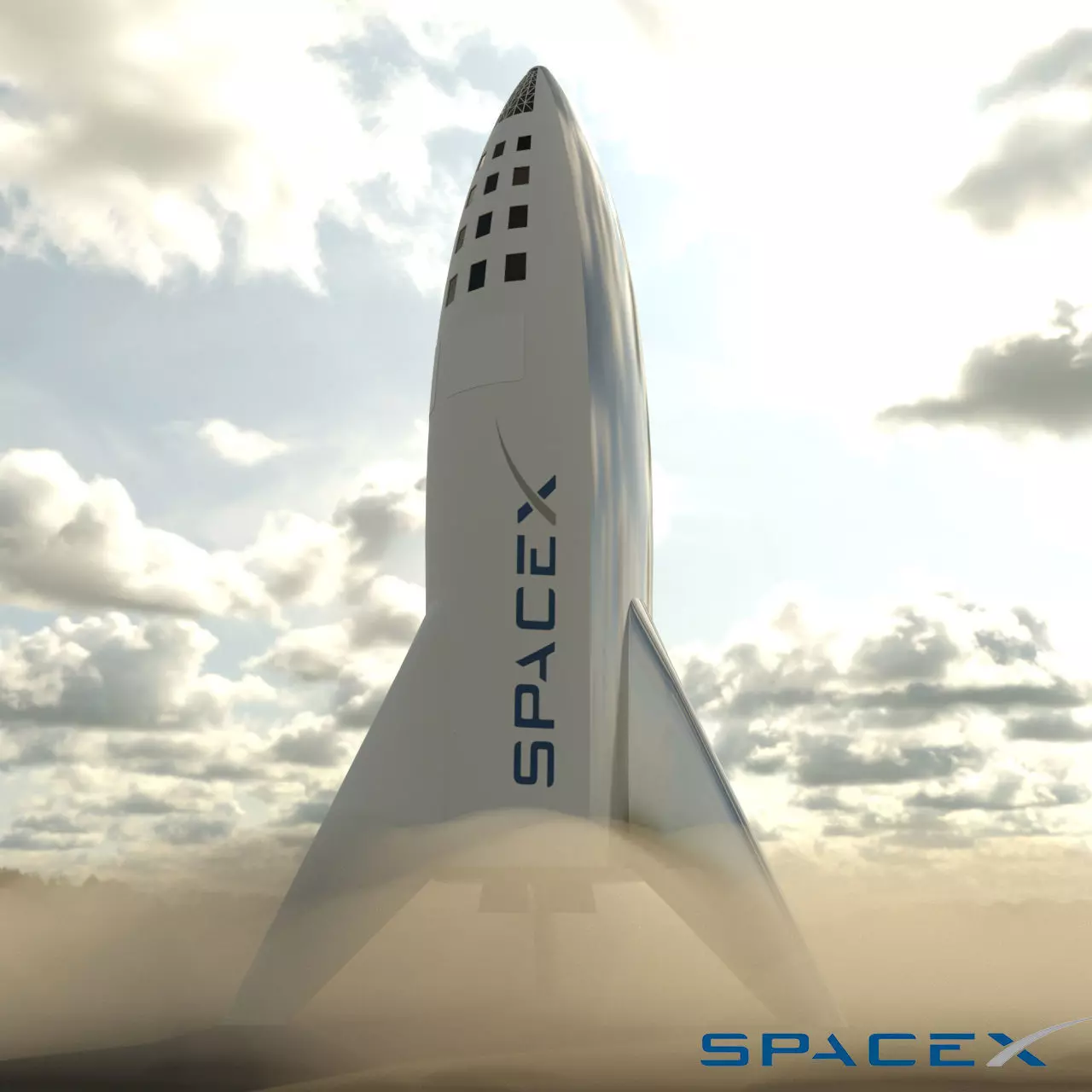 Falcon big rocket Low-poly 3D model