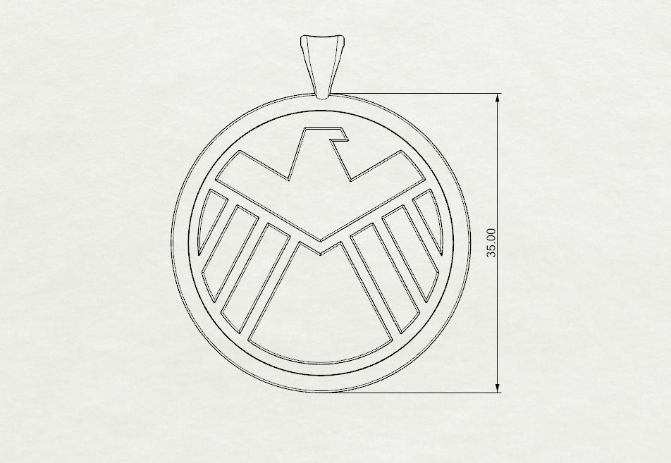 SHIELD pendant stl marvel  3D print model_4