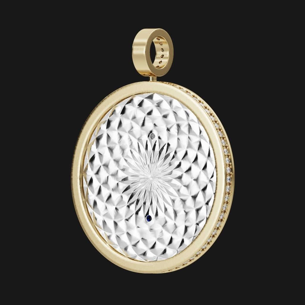 Yin Yang pendant with 69 diamonds 3D print model_2