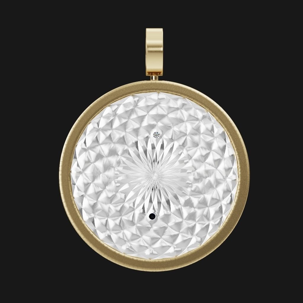 Yin Yang pendant with 69 diamonds 3D print model_3