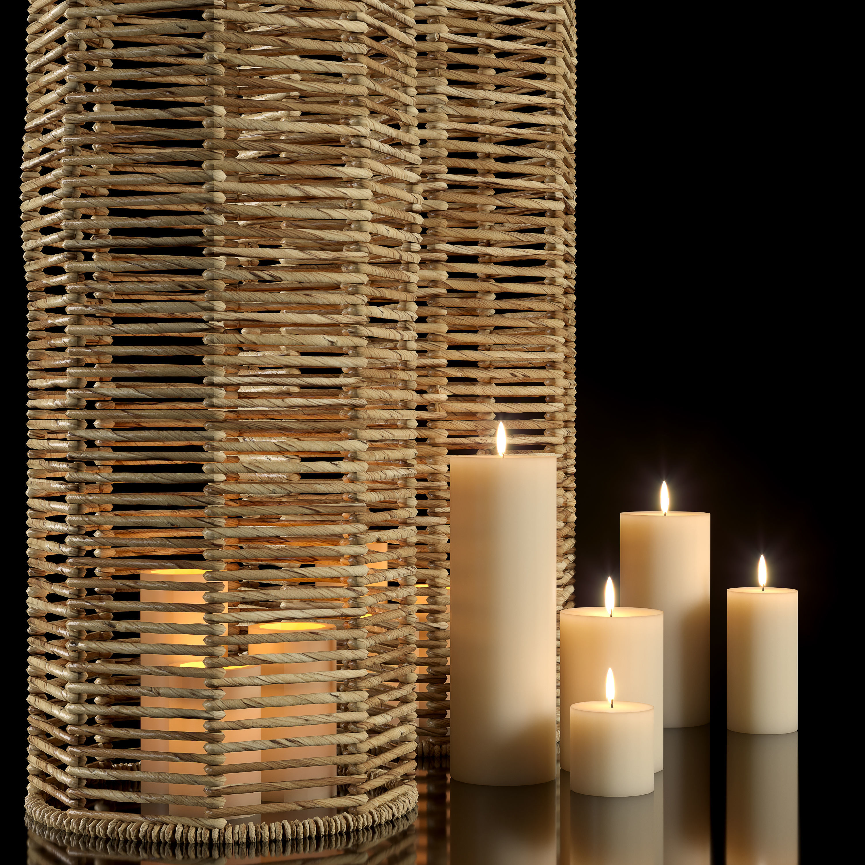 Birdie Wicker Vases Anthropologie 3D model_2