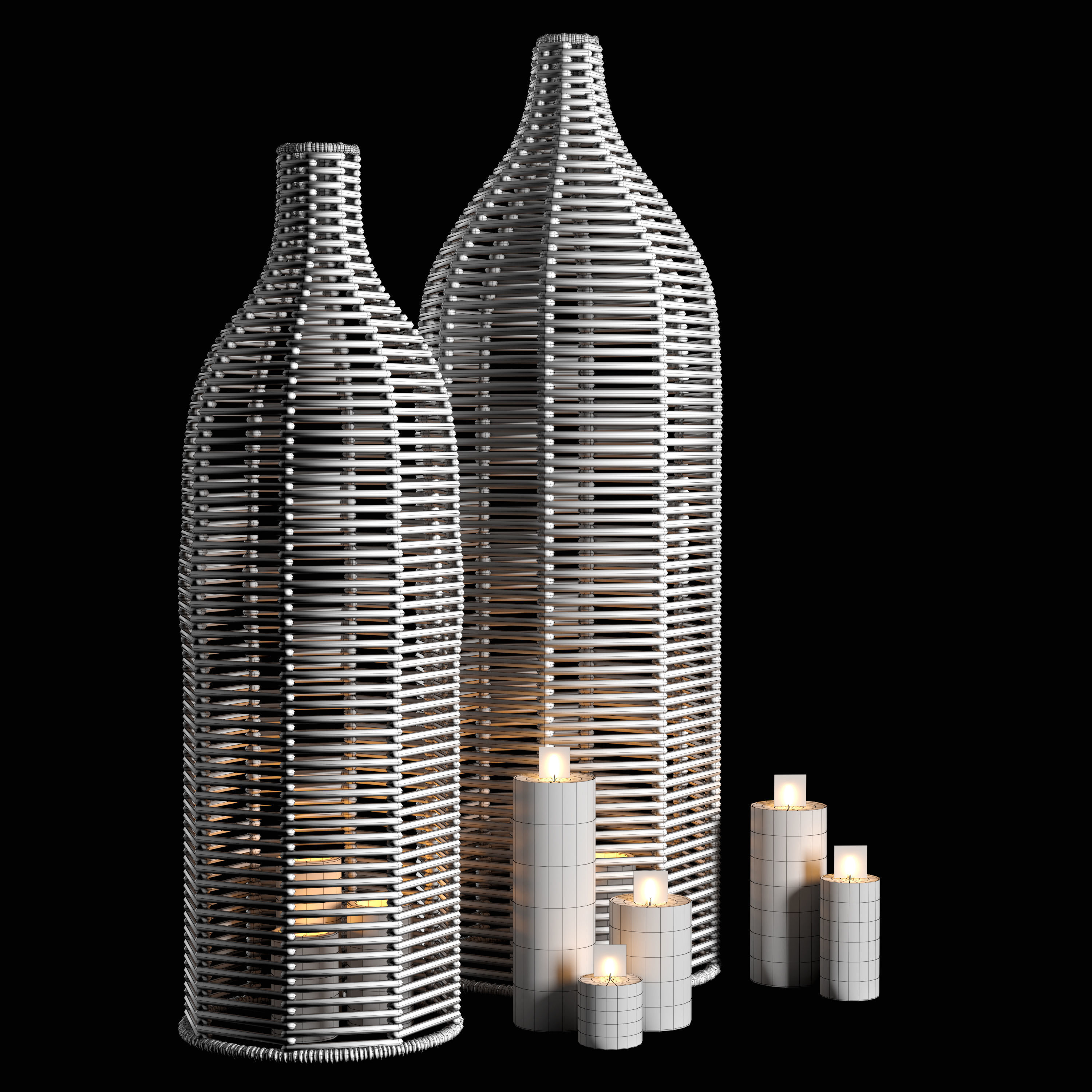 Birdie Wicker Vases Anthropologie 3D model_4