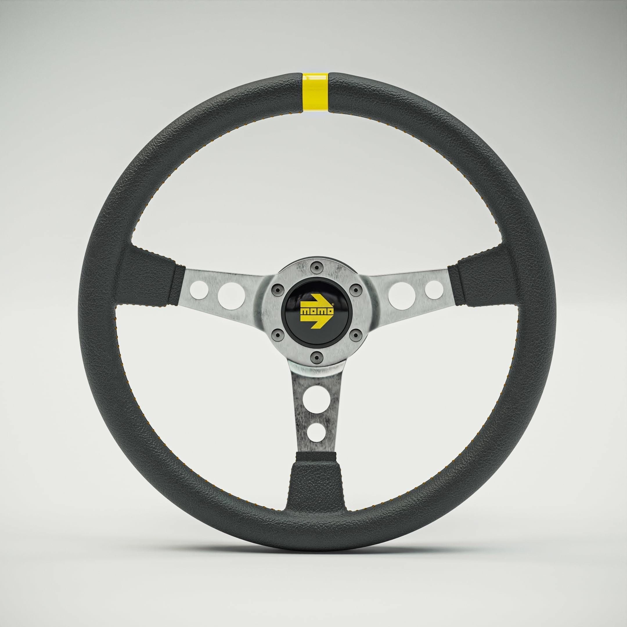 MOMO Style Racing Steering Wheel in 4 colour variants 3D model_2