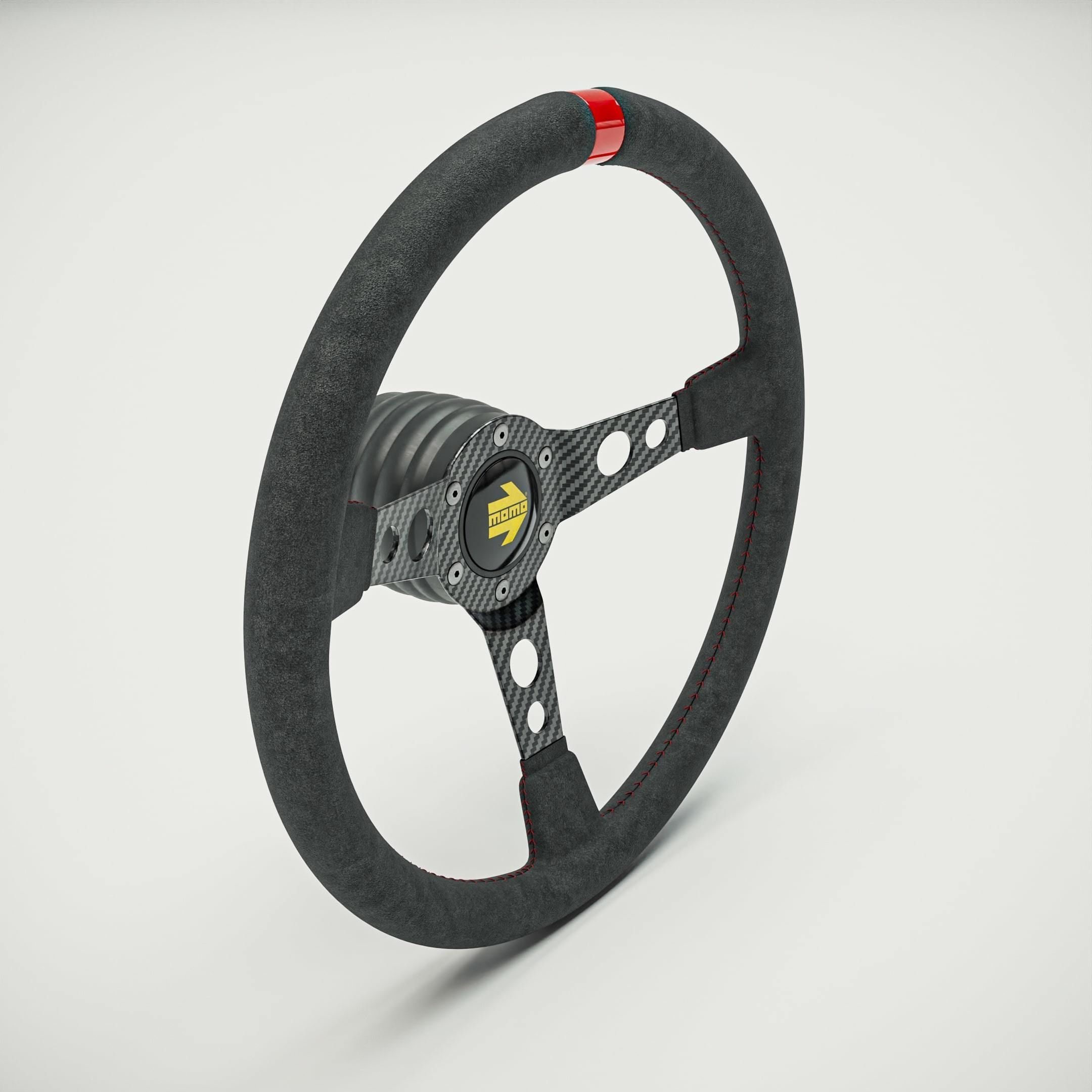 MOMO Style Racing Steering Wheel in 4 colour variants 3D model_5