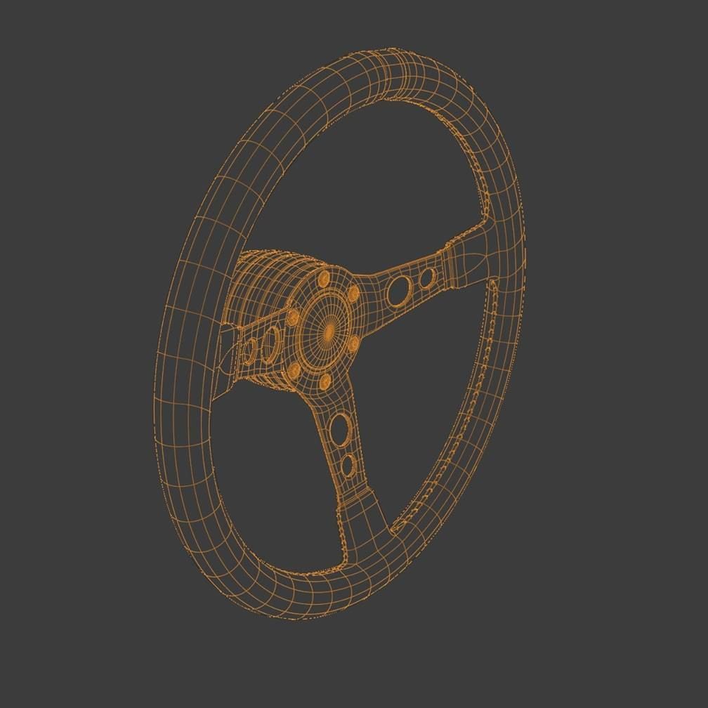 MOMO Style Racing Steering Wheel in 4 colour variants 3D model_17