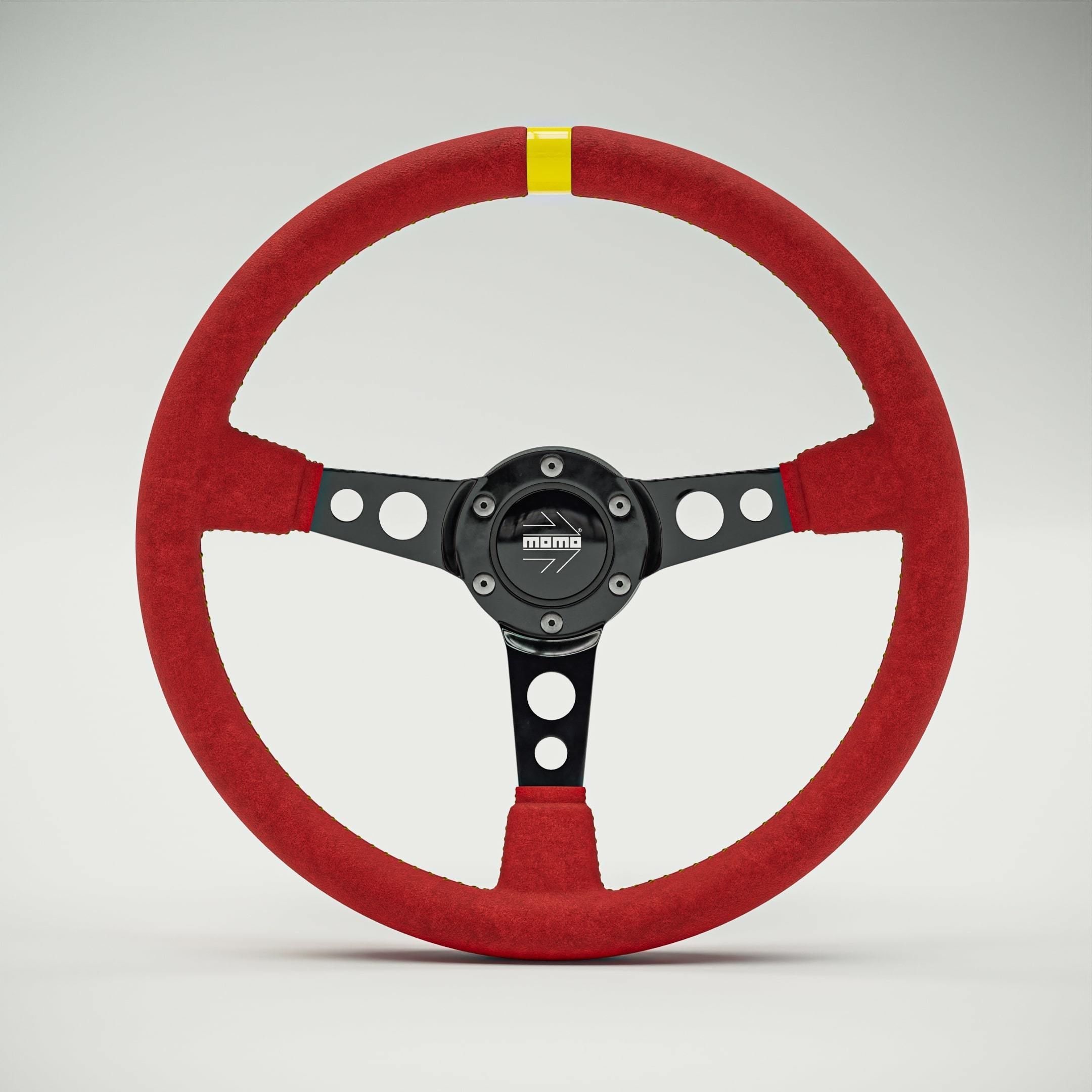 MOMO Style Racing Steering Wheel in 4 colour variants 3D model_3