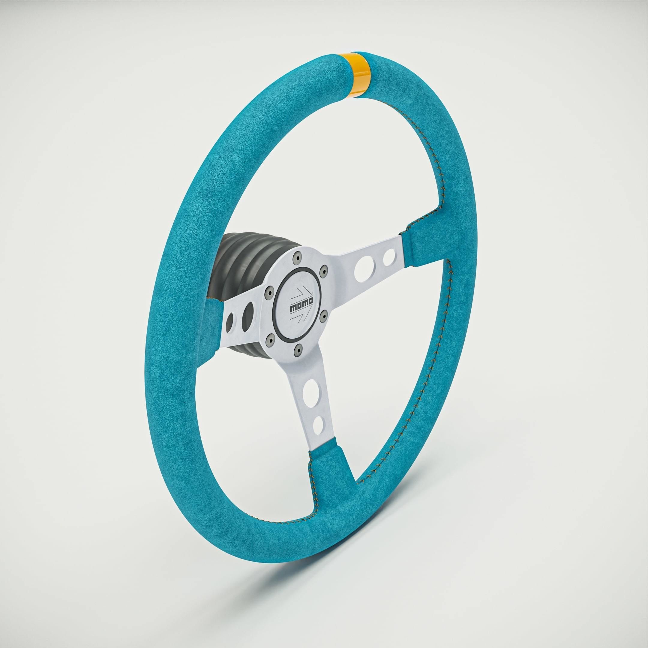 MOMO Style Racing Steering Wheel in 4 colour variants 3D model_8
