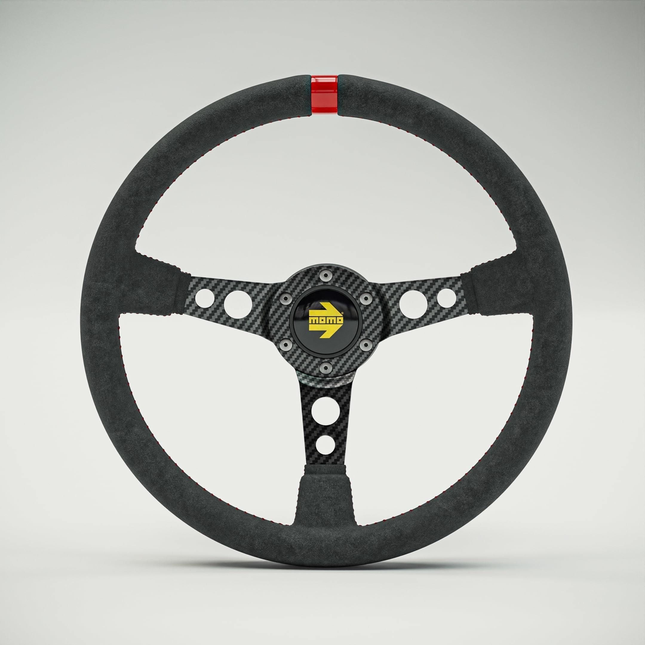 MOMO Style Racing Steering Wheel in 4 colour variants 3D model_1