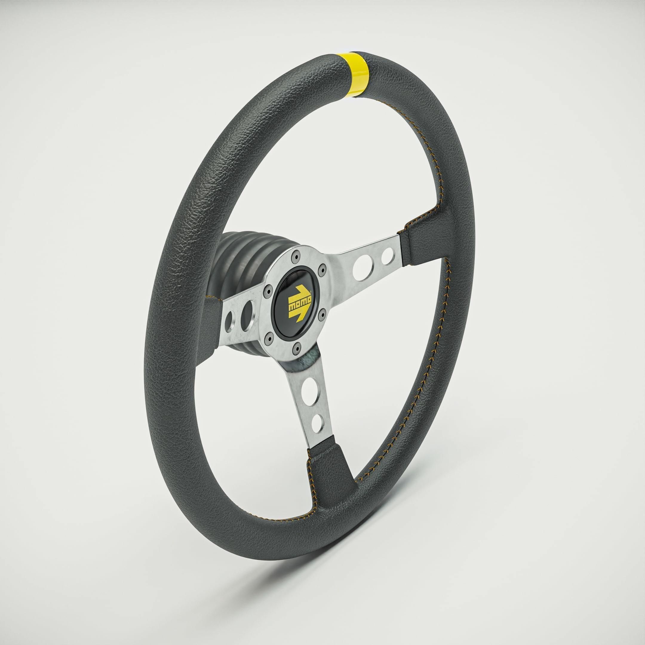 MOMO Style Racing Steering Wheel in 4 colour variants 3D model_6