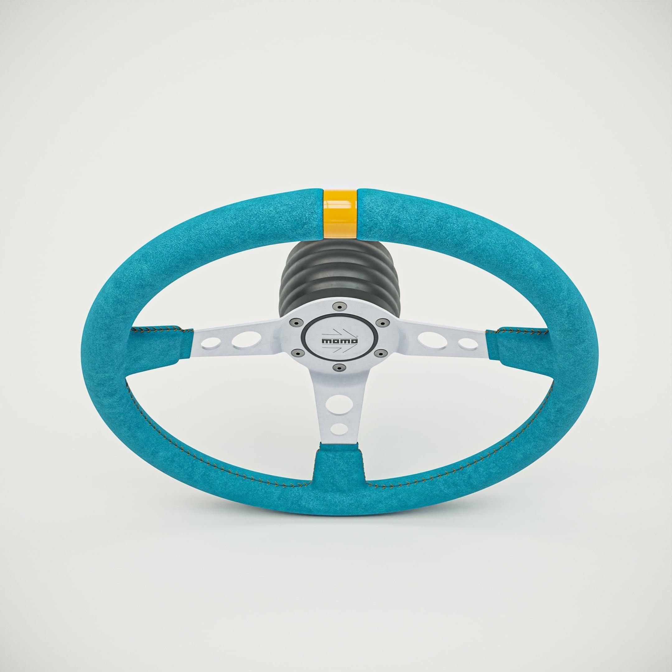 MOMO Style Racing Steering Wheel in 4 colour variants 3D model_12