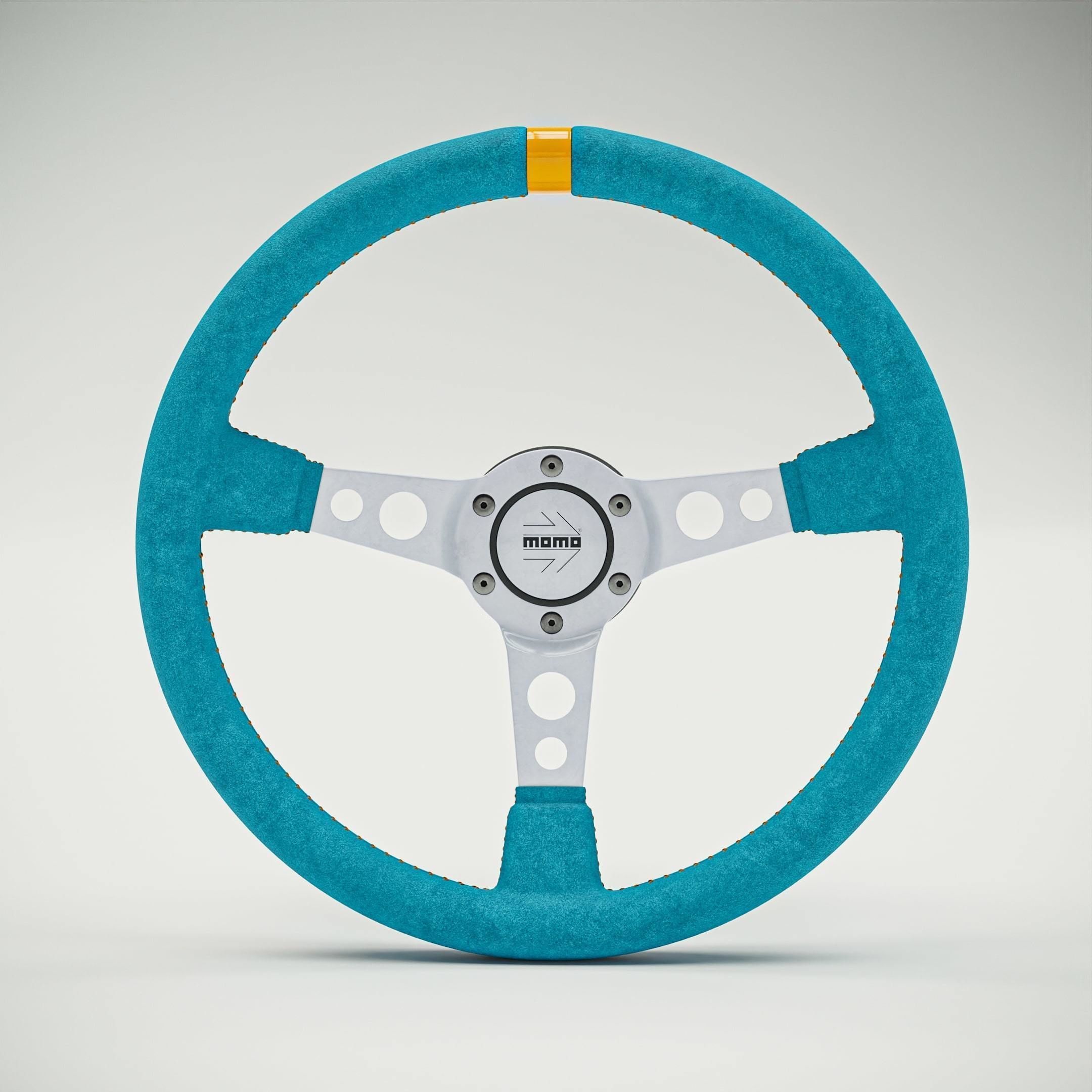 MOMO Style Racing Steering Wheel in 4 colour variants 3D model_4