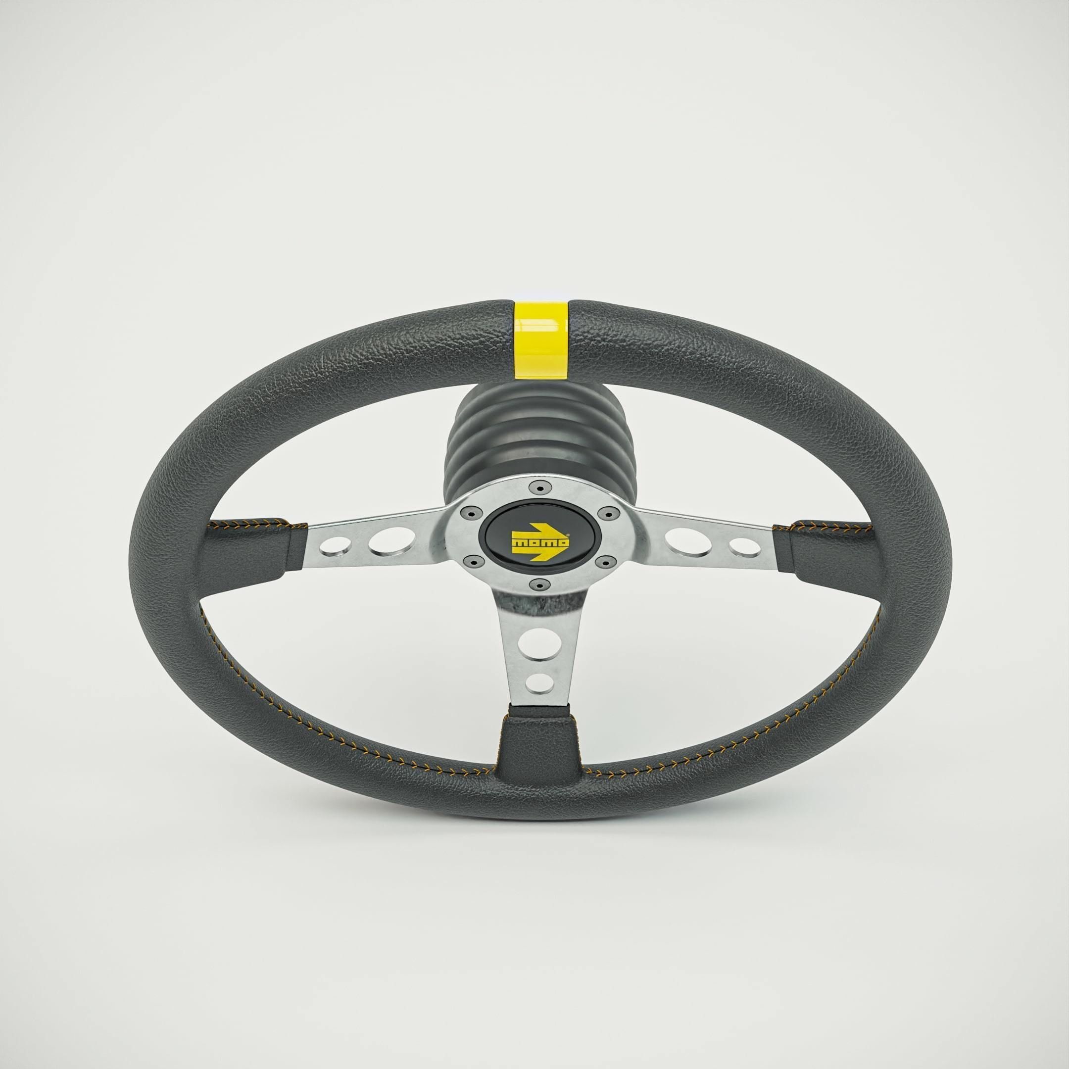 MOMO Style Racing Steering Wheel in 4 colour variants 3D model_10
