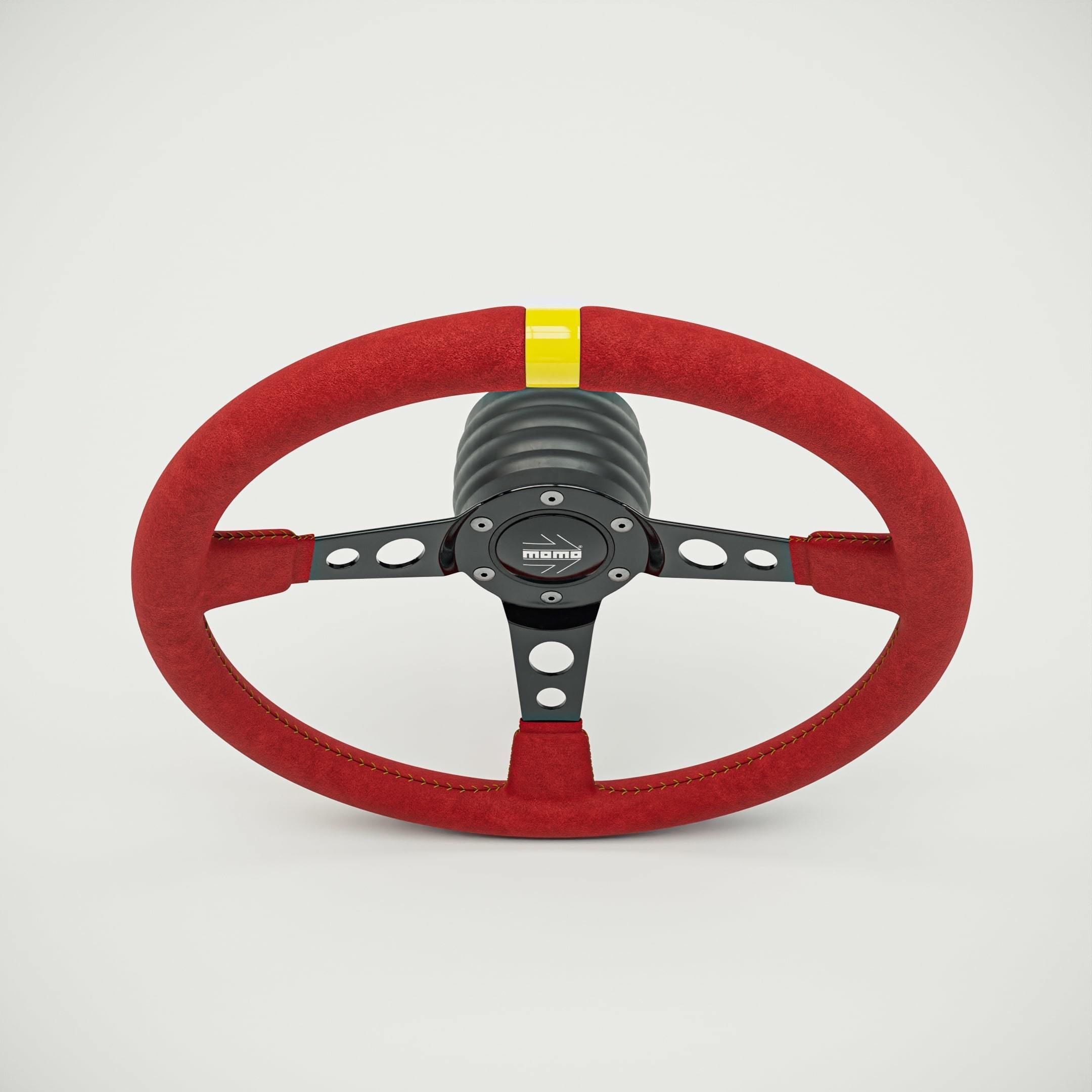 MOMO Style Racing Steering Wheel in 4 colour variants 3D model_11