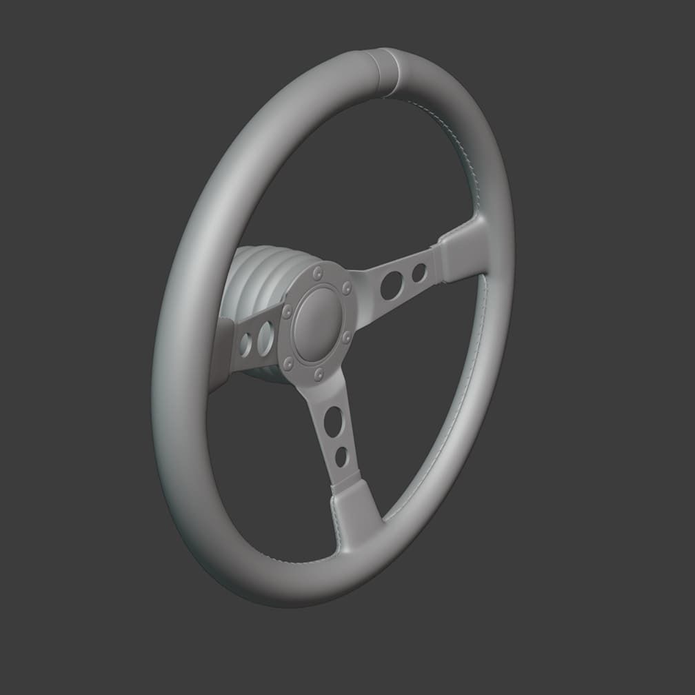 MOMO Style Racing Steering Wheel in 4 colour variants 3D model_16